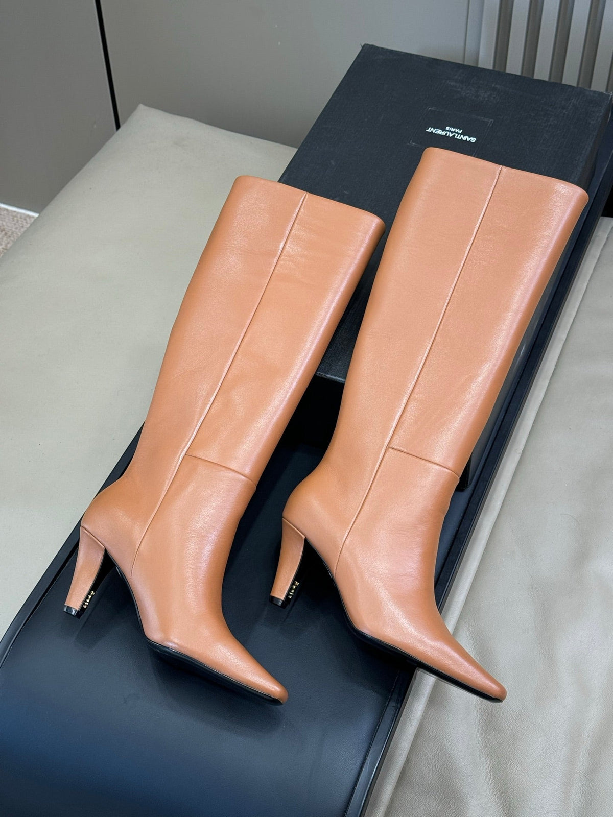 YSL 26s Le Cassandre Boots Beige Smooth Leather 157720