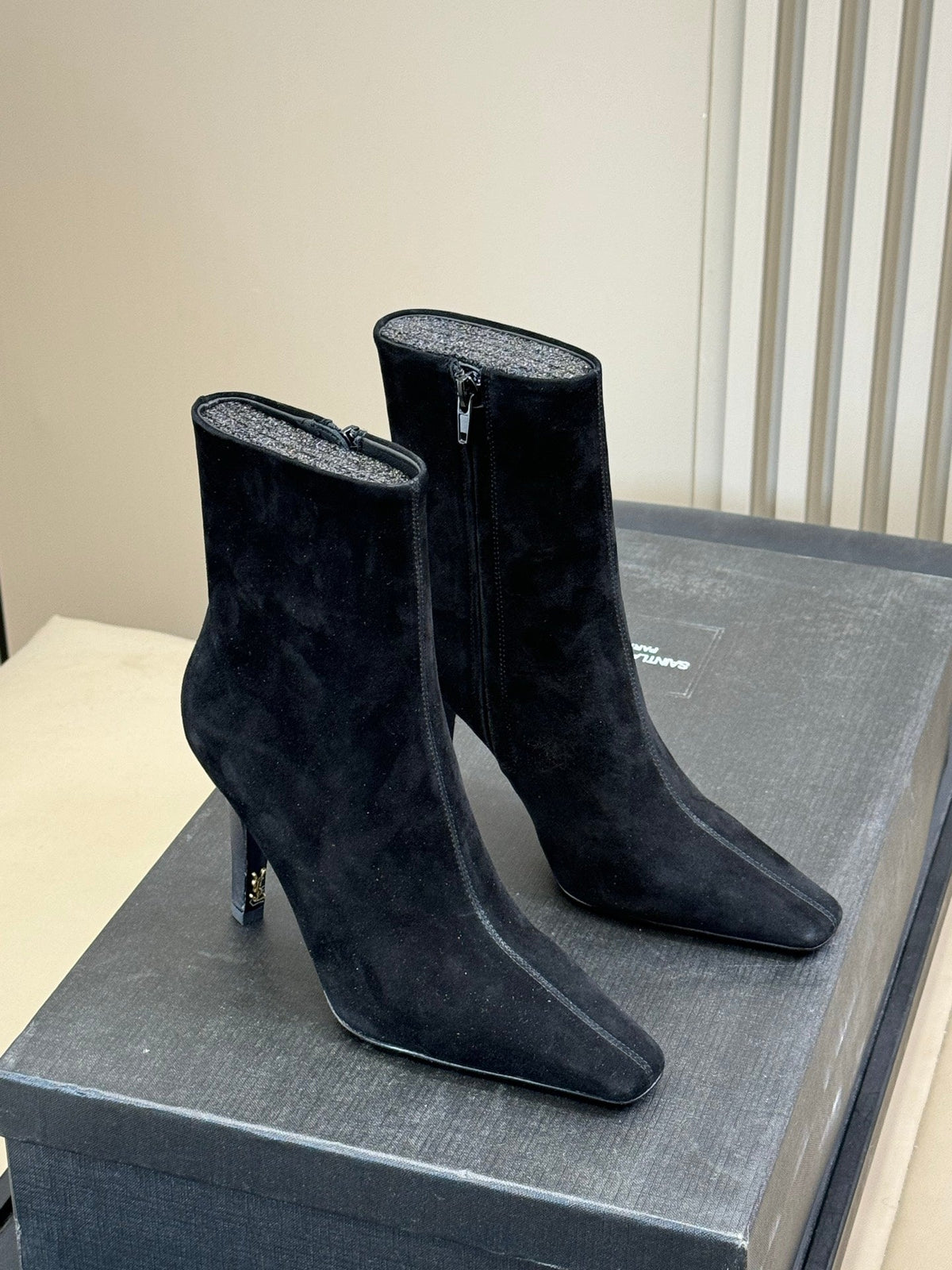YSL 26s Le Cassandre Boots Black Suede Leather 157723
