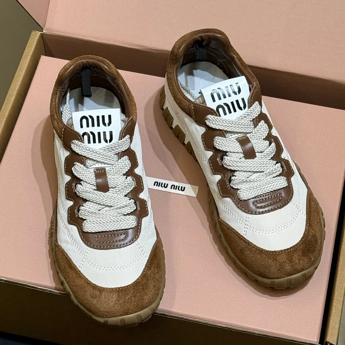 Miu Miu 2026 Tyre Sneaker Brown Leather Suede 621352