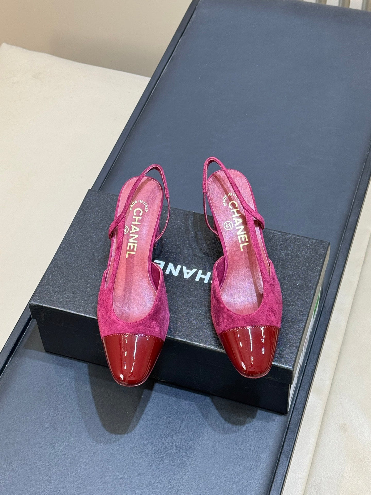 CC 26s Cap-Toe Slingbacks 6.5cm Fuchsia Velvet Patent 150300