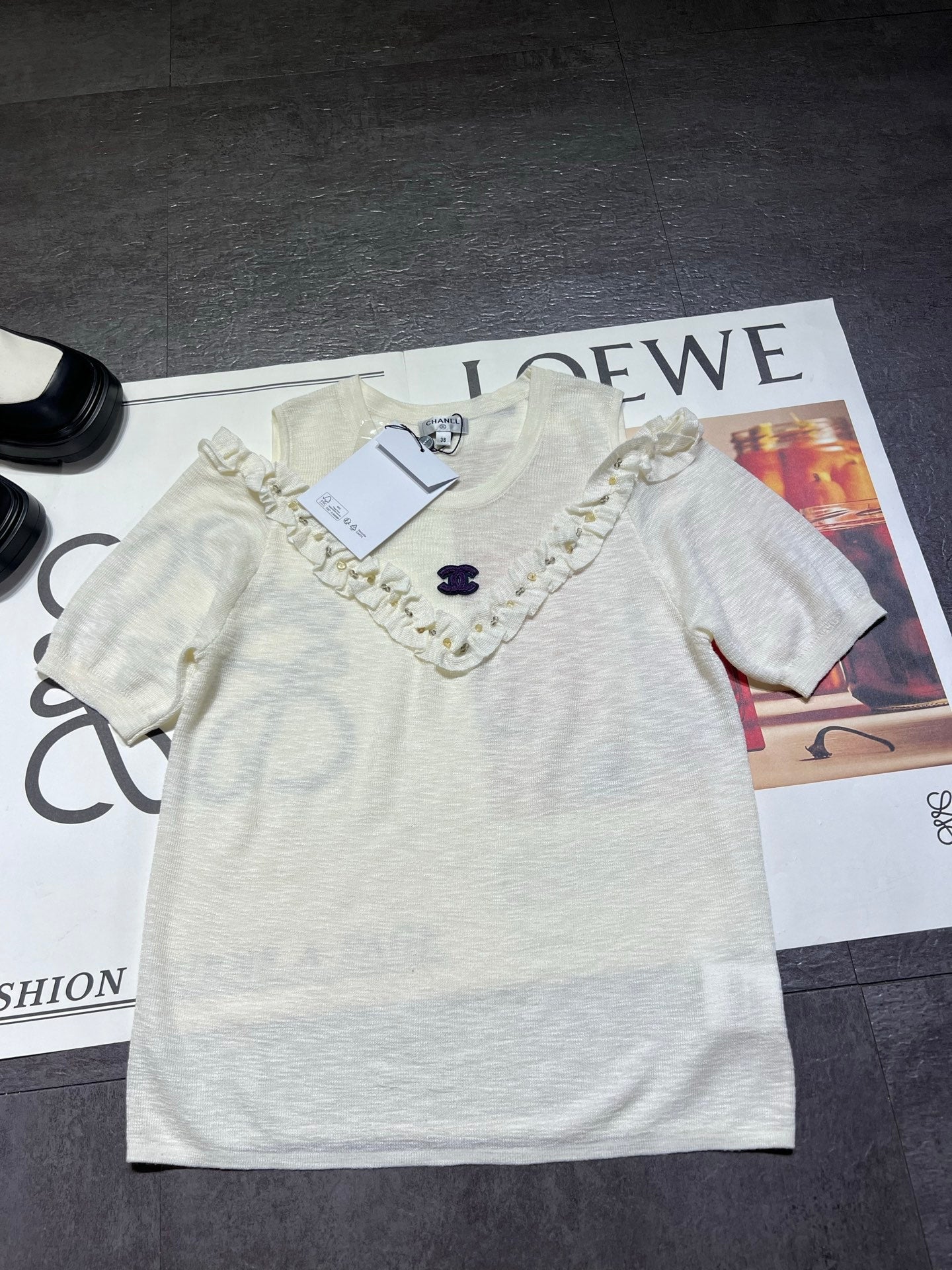 Chanel 26s Short-Sleeve Knit Top Style 1096