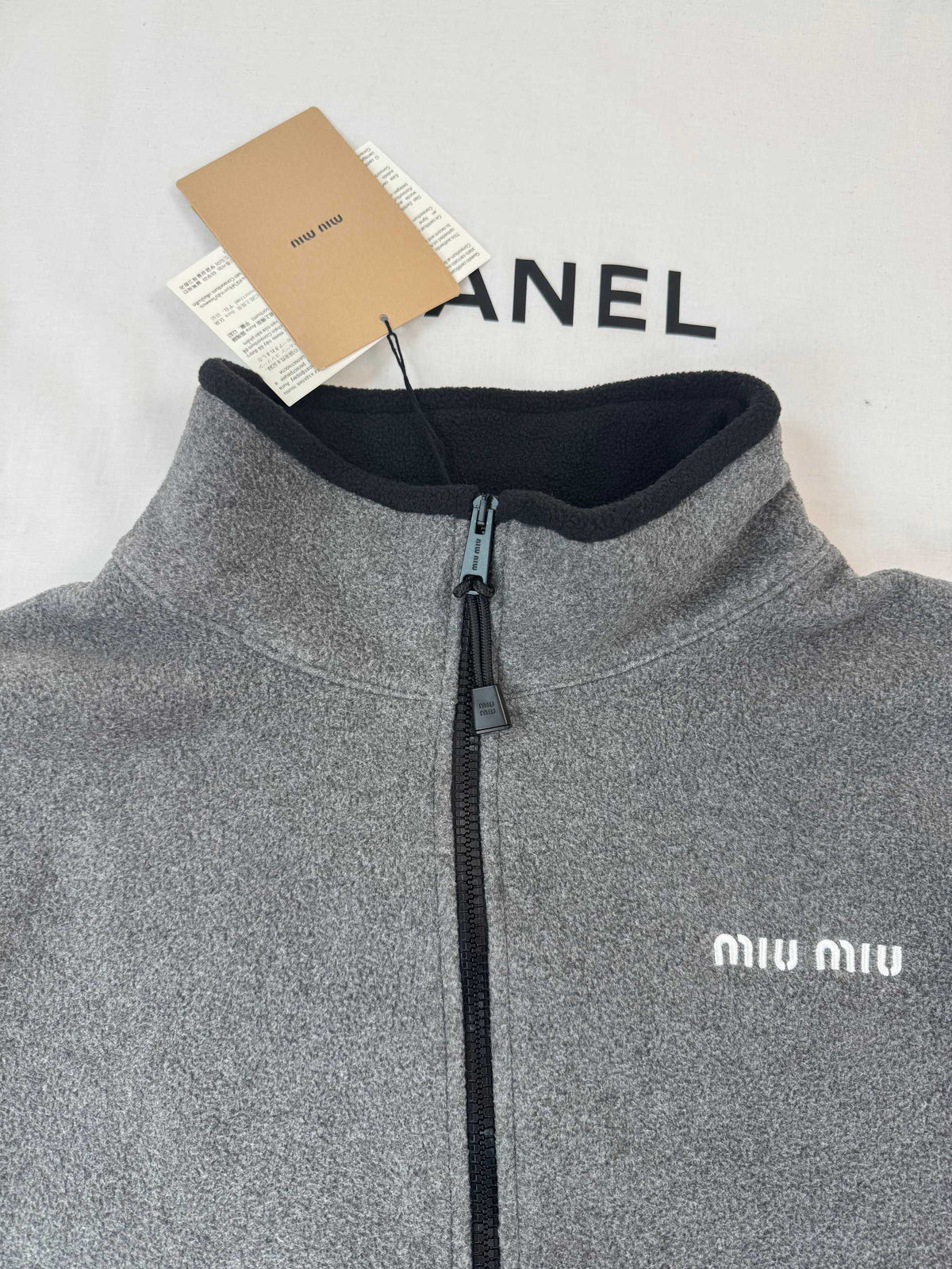 Miu 26s Fleece Jacket Grey Cashmere Cotton 433022