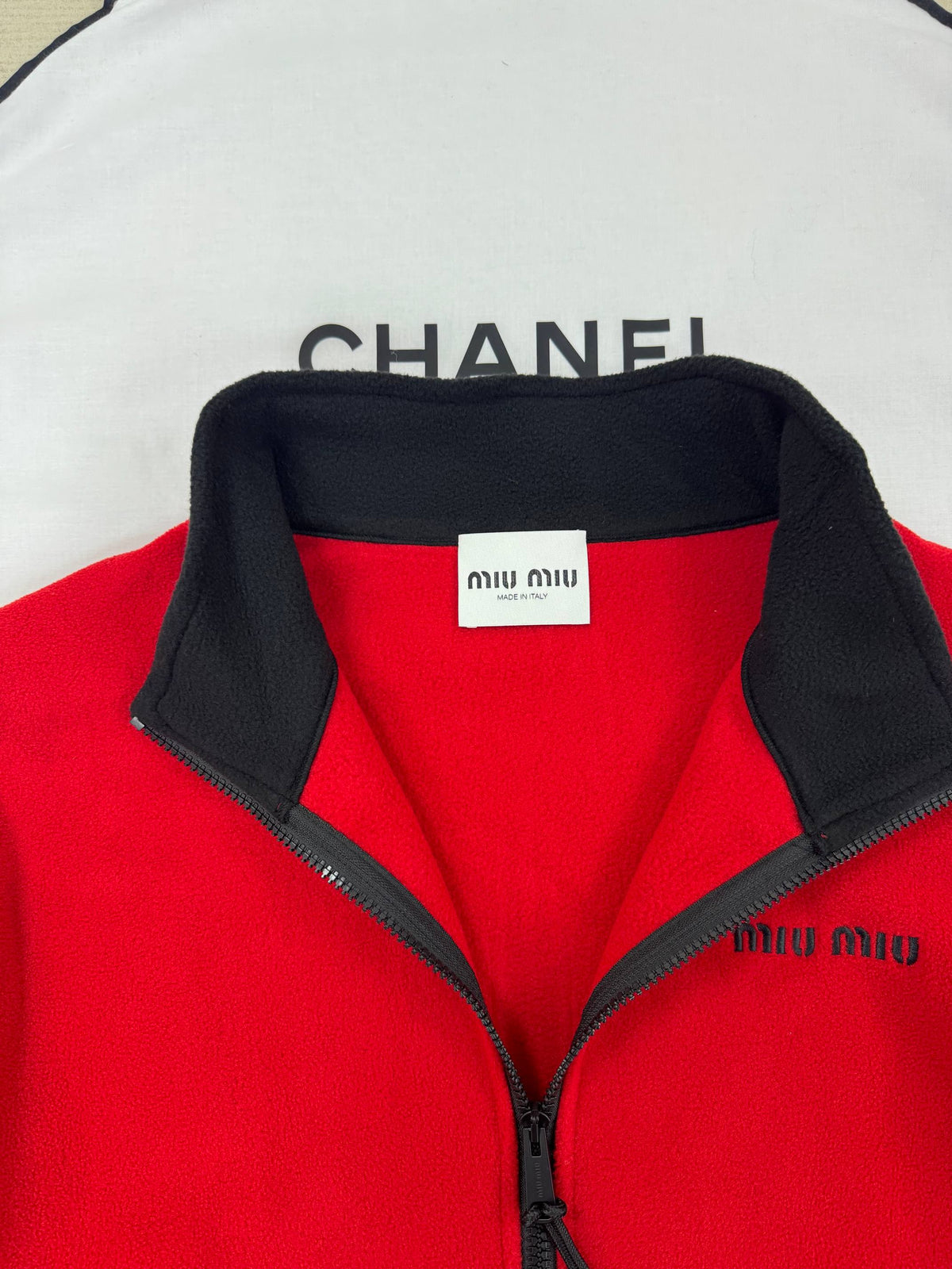 Miu 26s Fleece Jacket Red Cashmere Cotton 433030