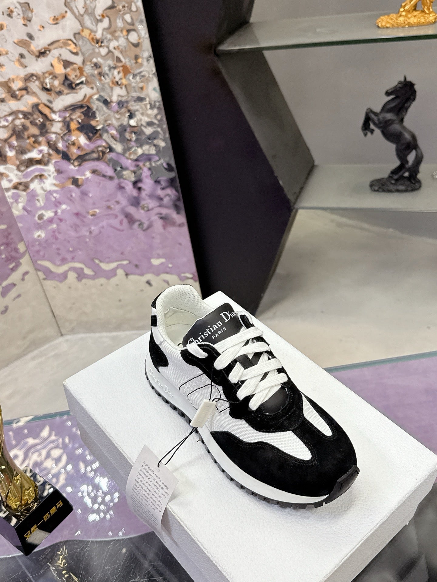 CD C'est Dior Sneaker Black White Mesh Suede Calfskin 546579
