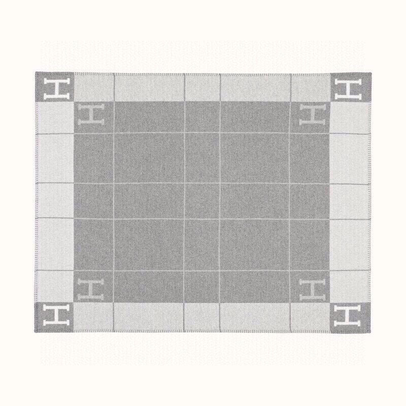 Hermes 26s Avalon Blanket 135x170cm Grey Wool 528111