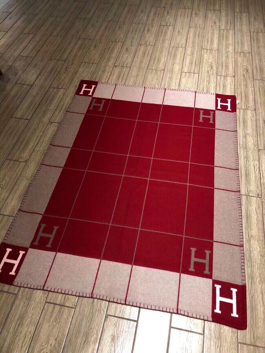 Hermes 26s Avalon Blanket 135x170cm Burgundy Wool 528112
