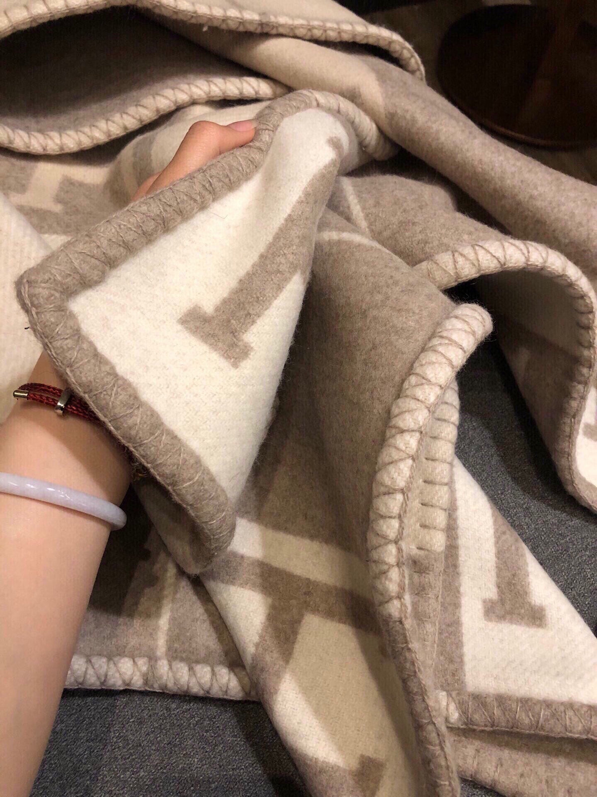 Hermes 26s Avalon Blanket 135x170cm Brown Wool 528113