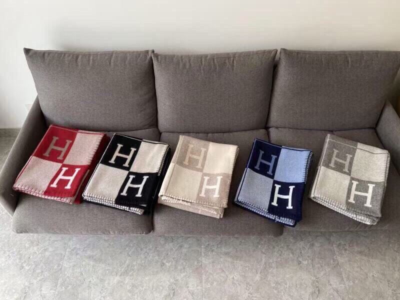 Hermes 26s Avalon Blanket 135x170cm Bleu Wool 528114
