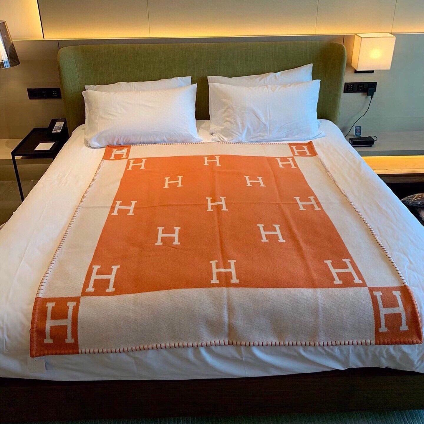 HM Blanket Orange Beige Wool Cashmere