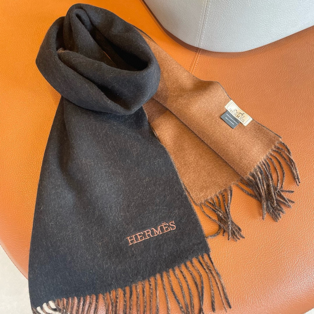 Scarf 180 CM In Black Mix Brow Cashmere