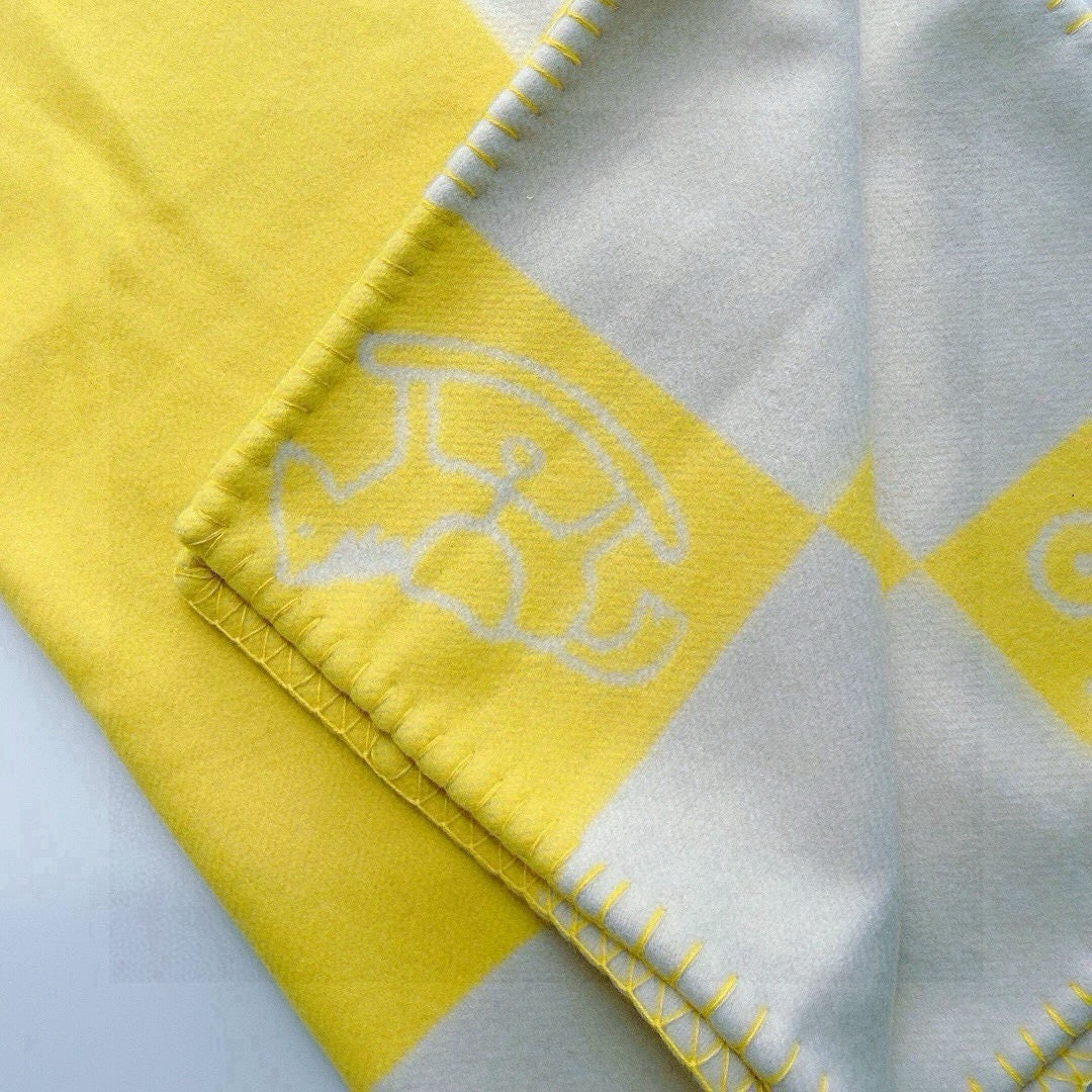 HM Baby Blanket Grey Yellow Wool Cashmere