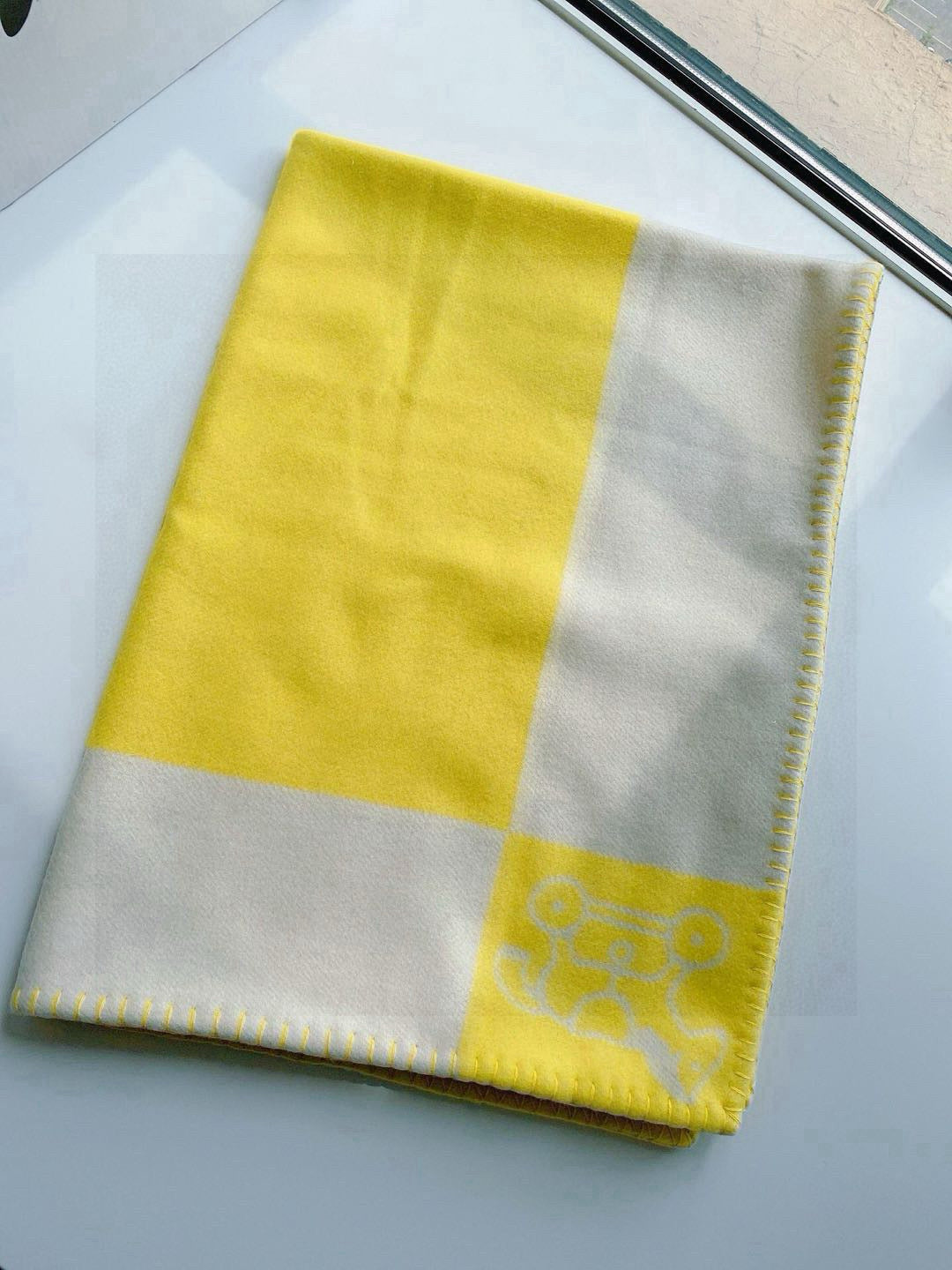 HM Baby Blanket Grey Yellow Wool Cashmere