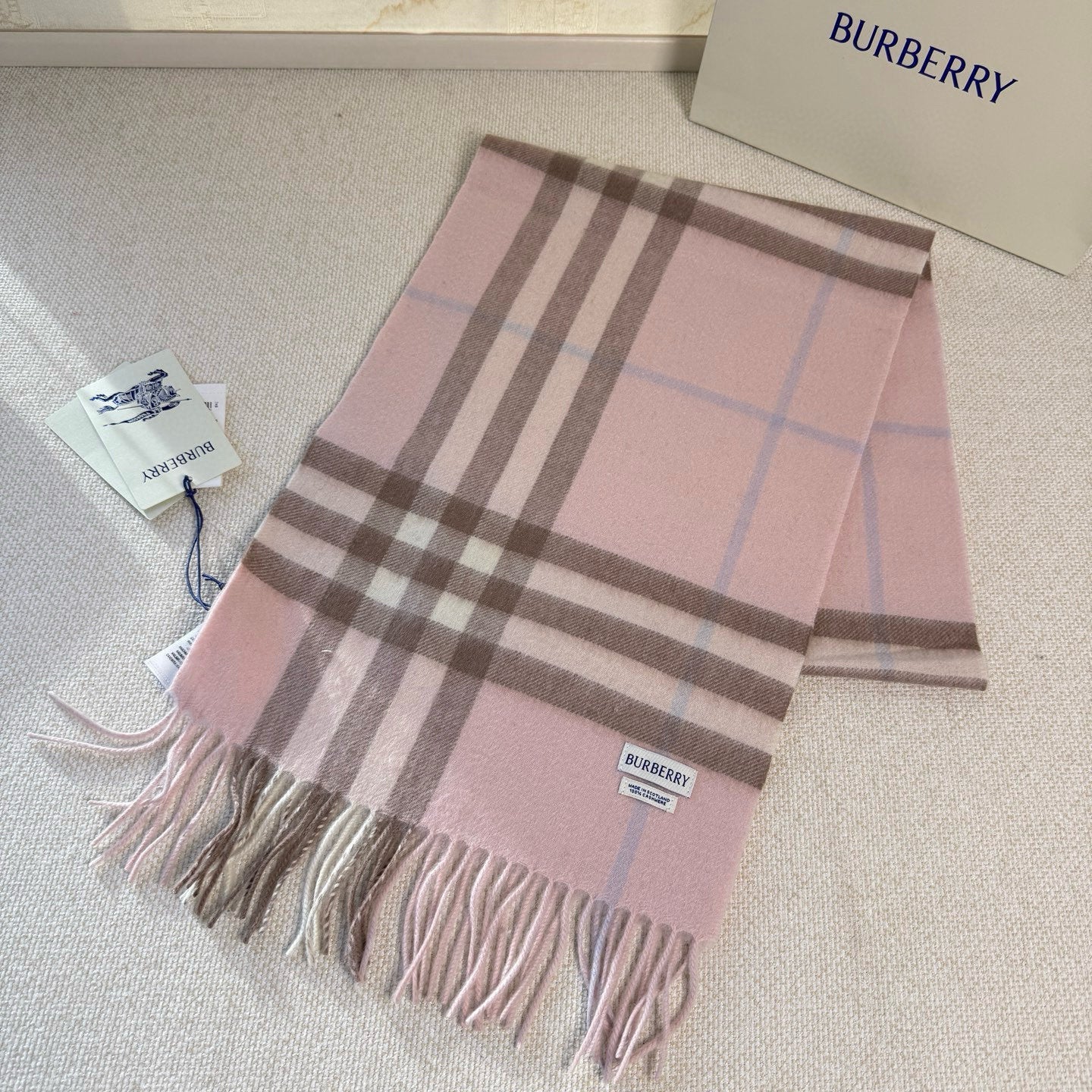 BBR Long Scarf 17CM Pink Brow Cashmere 150388