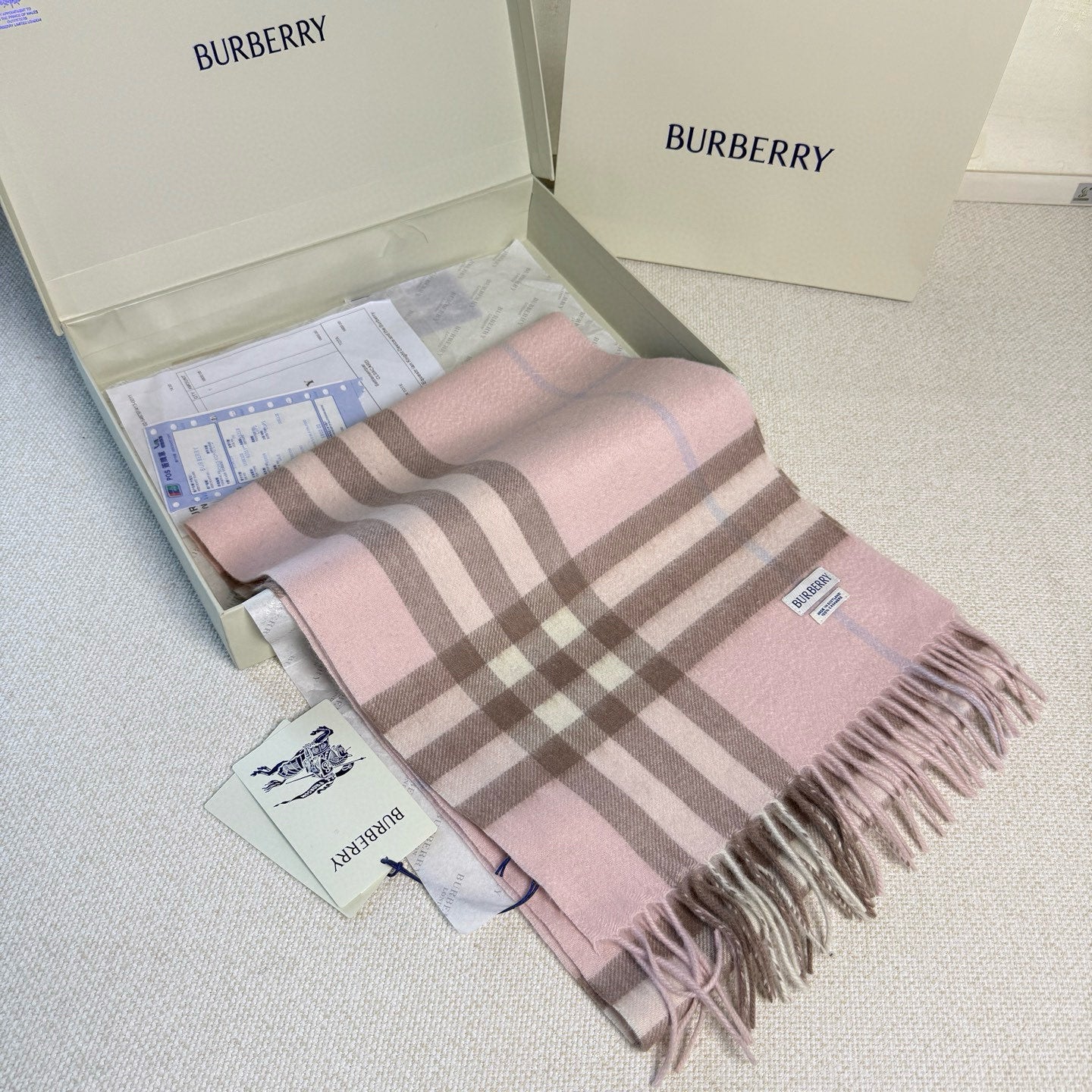 BBR Long Scarf 17CM Pink Brow Cashmere 150388