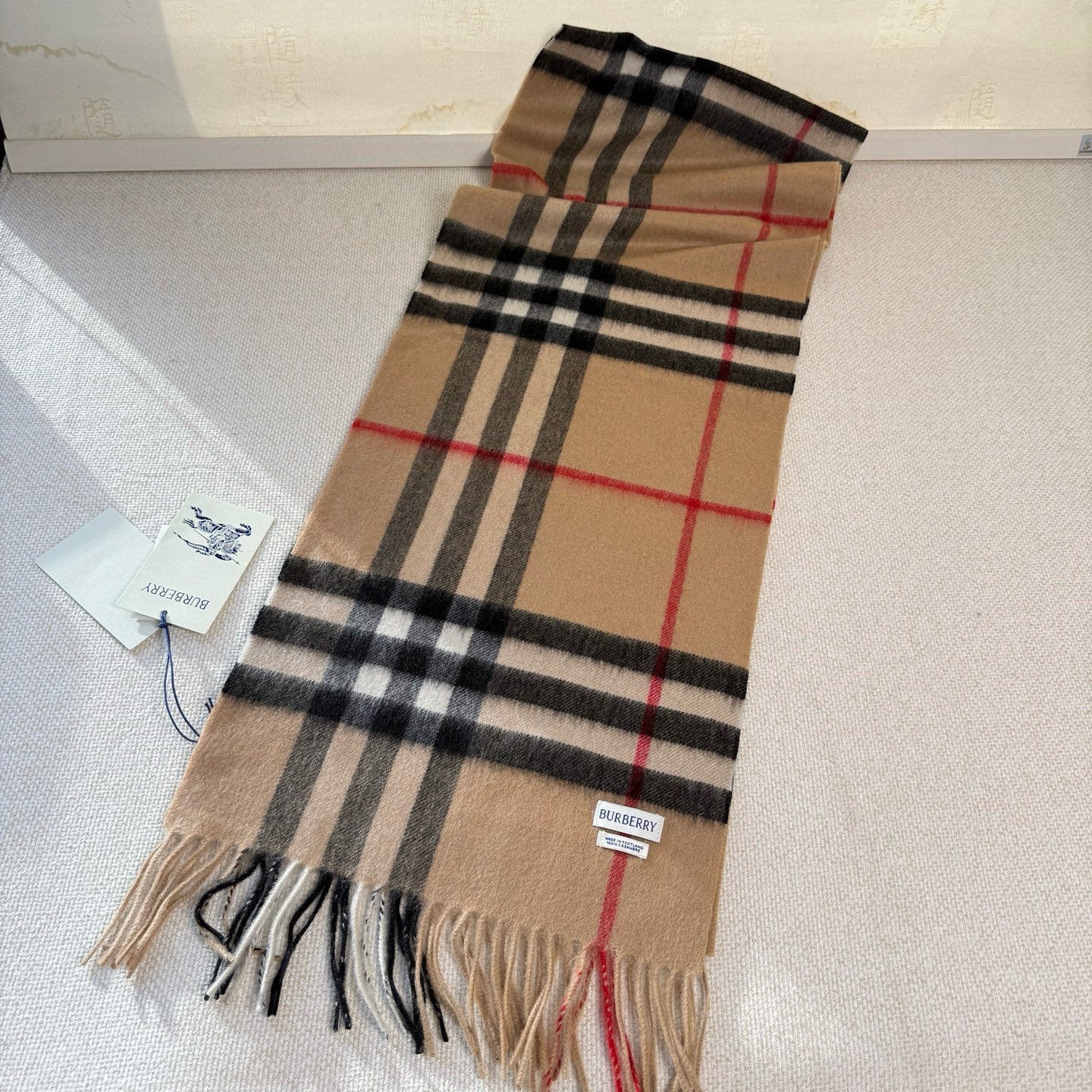 BBR Long Scarf 17CM Tan Cashmere 150390
