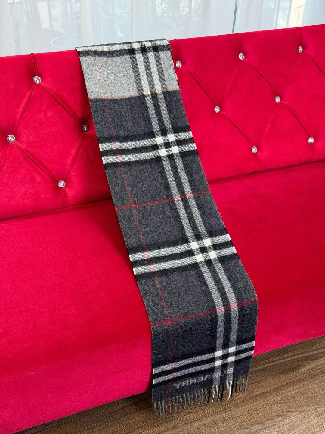 BBR Long Scarf 17CM Grey Cashmere 150411
