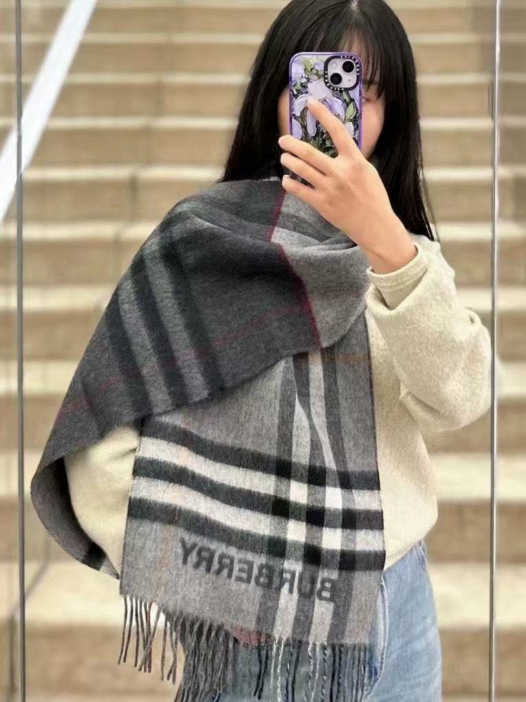 BBR Long Scarf 17CM Grey Cashmere 150411
