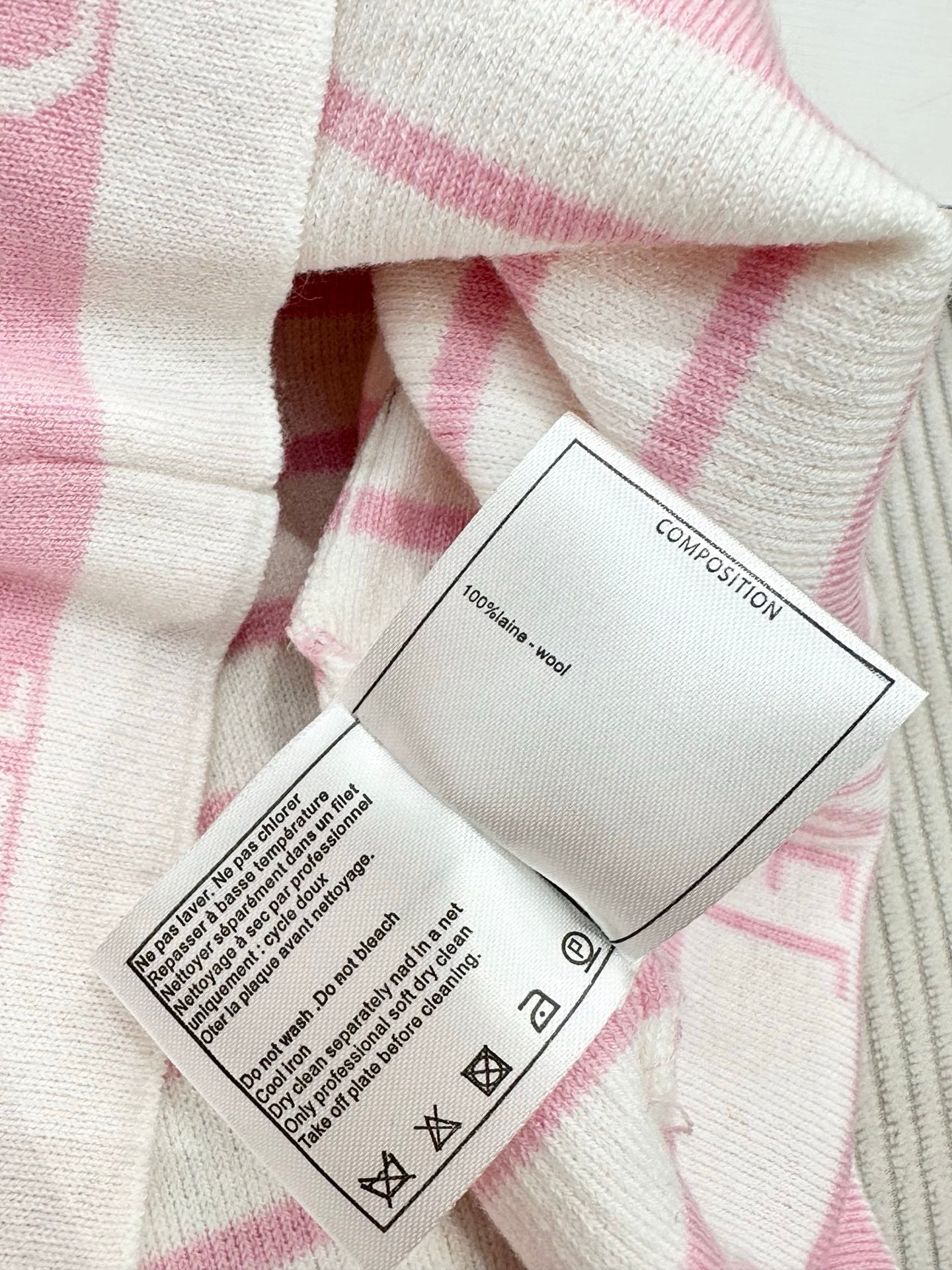 CC 26s Knit Vest Top Cream Pink Wool 415494