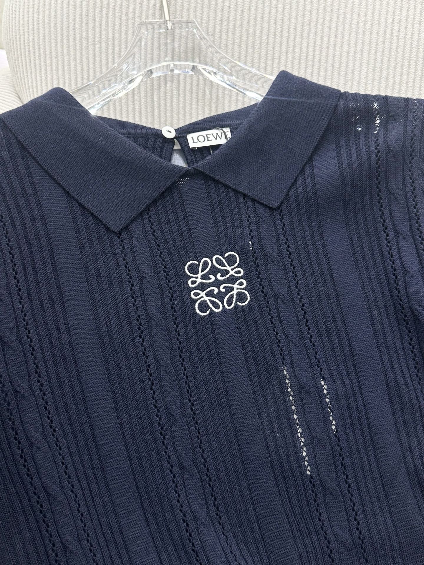 Loewe 26s Short-Sleeve Top Dark Blue Wool 415504
