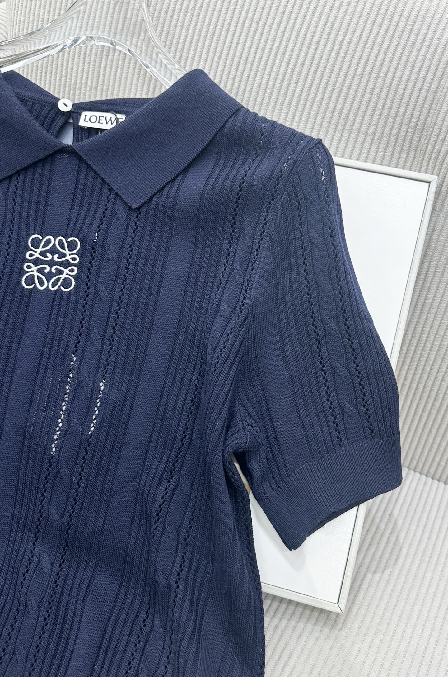 Loewe 26s Short-Sleeve Top Dark Blue Wool 415504