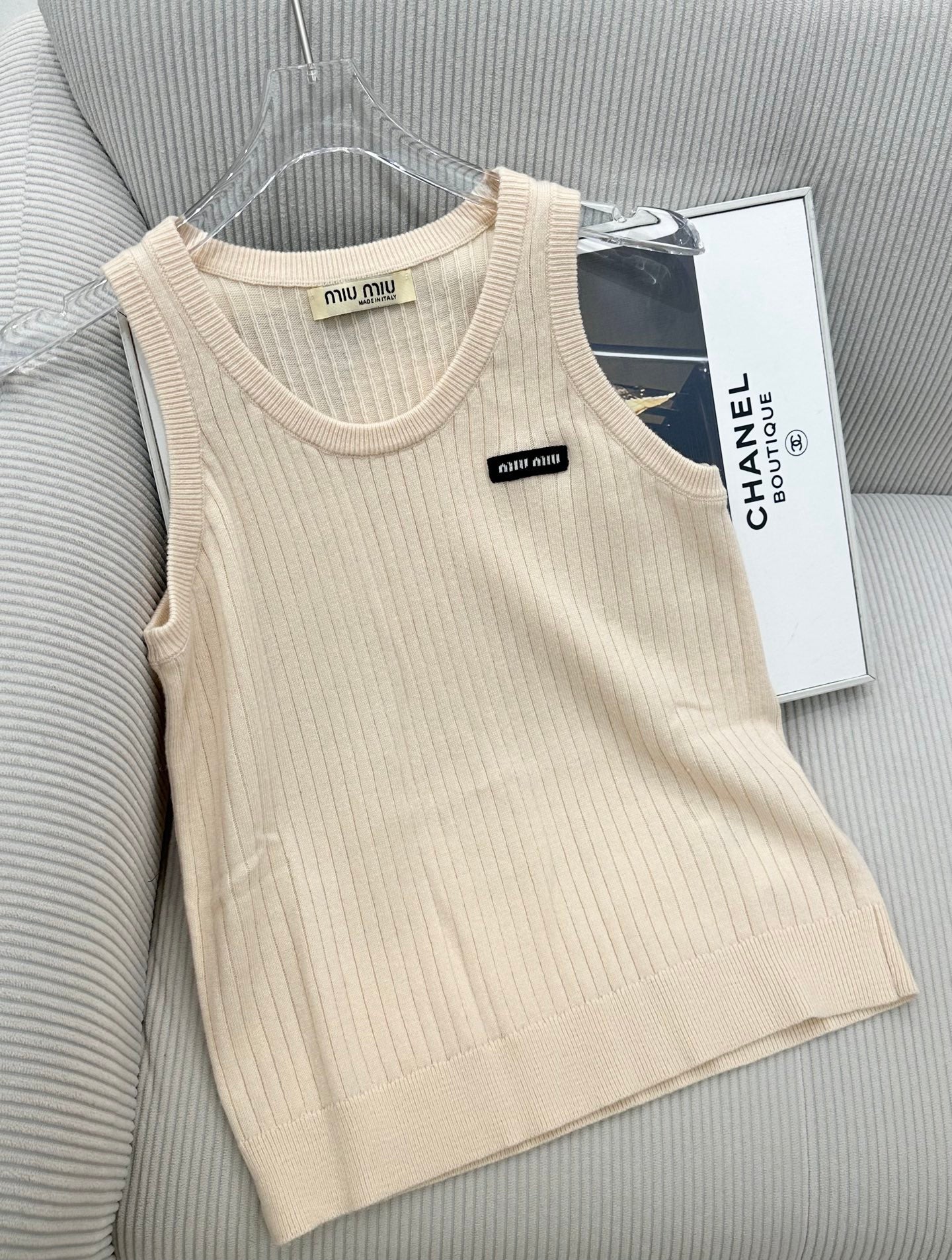 Miu 26s Knitted Vest Top Grey Wool 415562