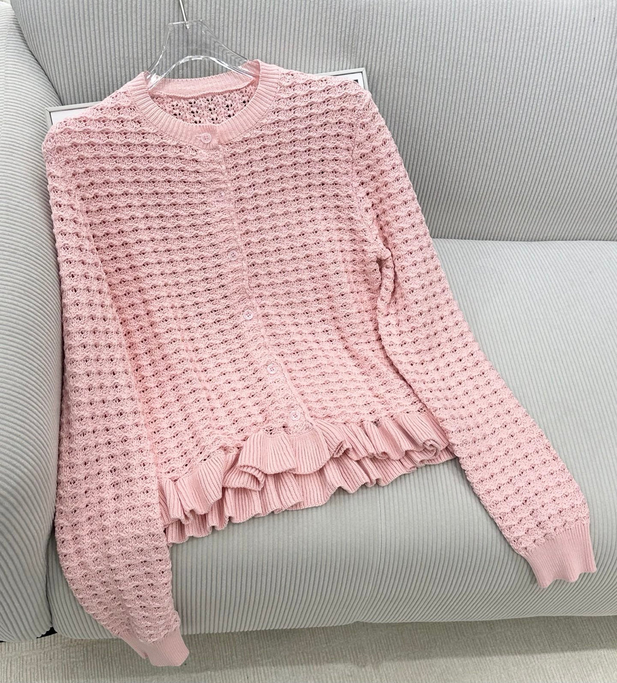 CD 26s Neck Long-Sleeved Cardigan Light Pink Knit 426225