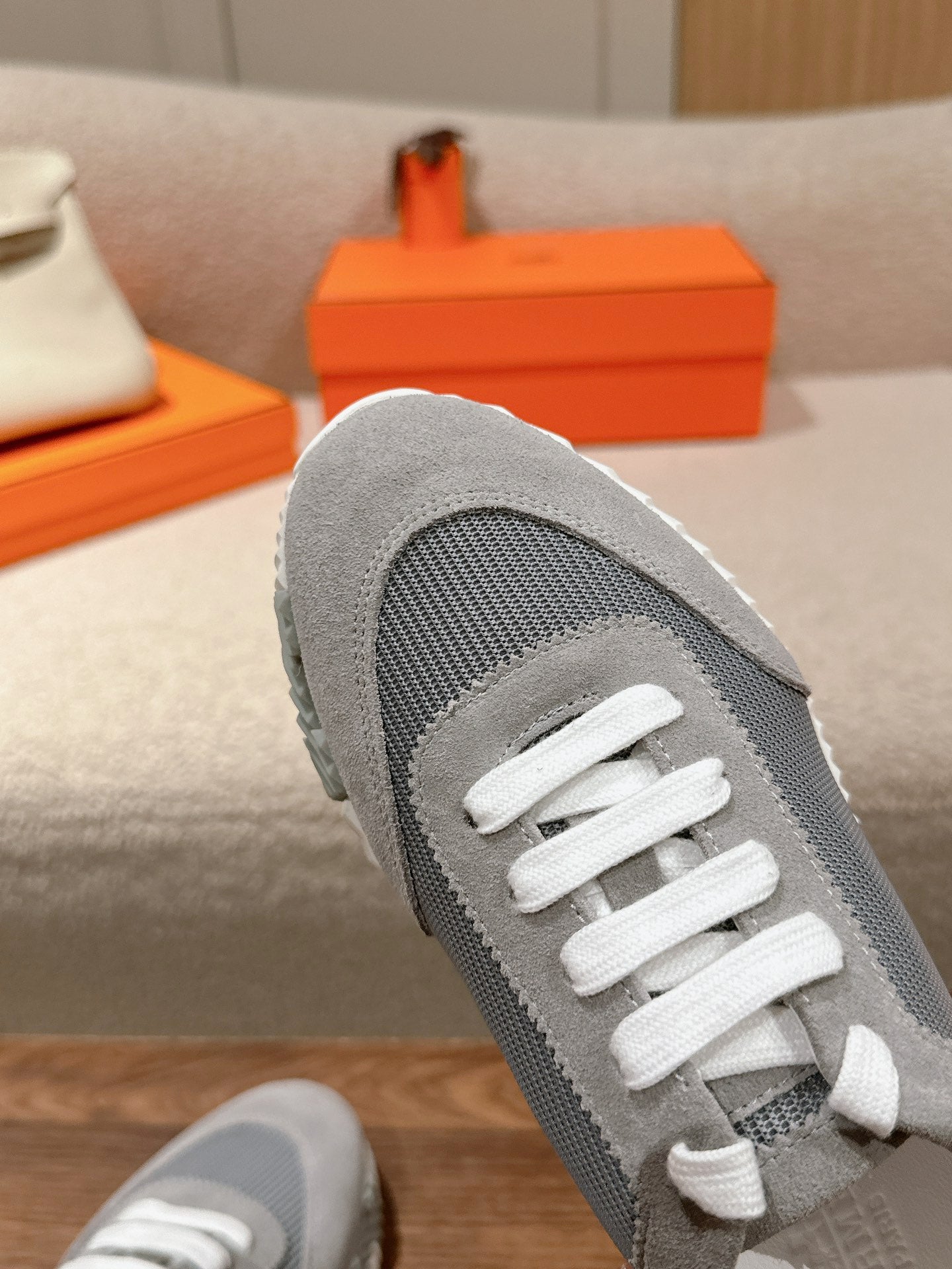 HM Mainland Sneaker In Ash Gray Suede And Shark Gray Breathable Mesh Fabric 959350