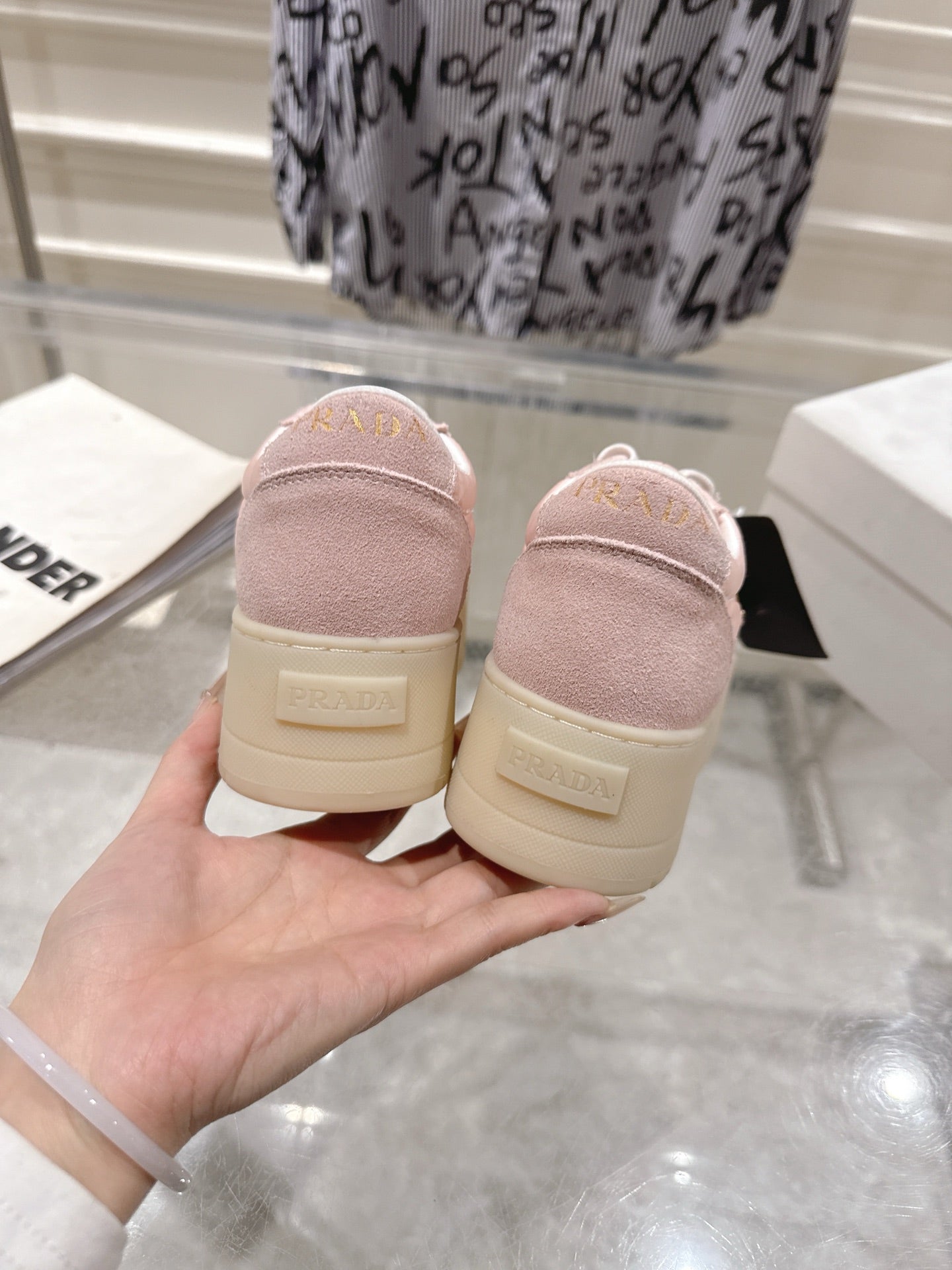 Prada 26s Downtown Sneakers Muted Pink Re-Nylon Suede 968252