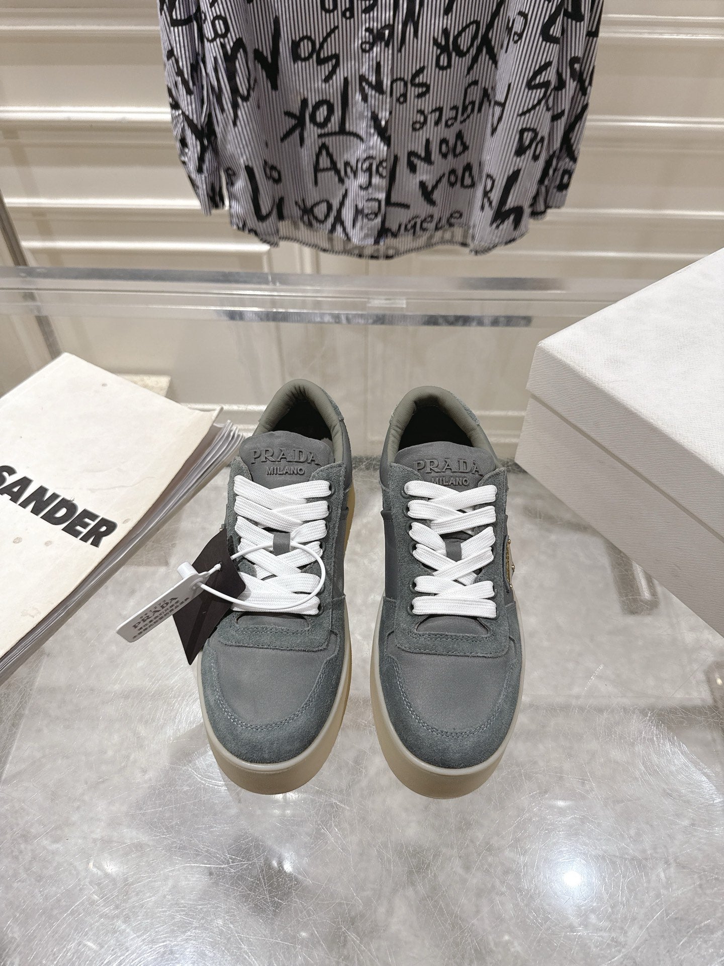 Prada 26s Downtown Sneakers Grey Re-Nylon Suede 968255