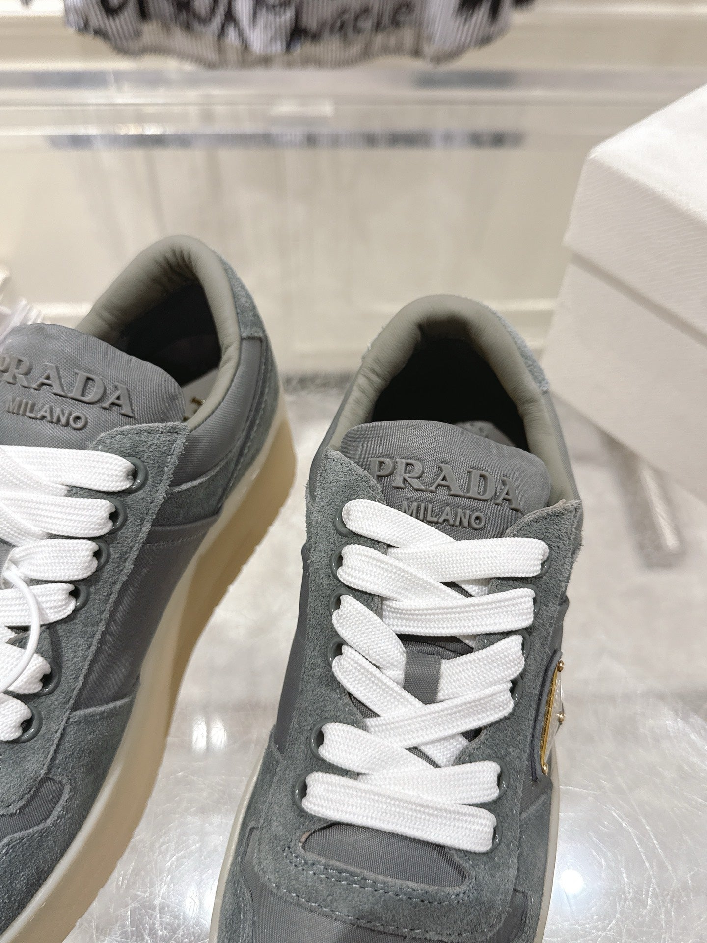 Prada 26s Downtown Sneakers Grey Re-Nylon Suede 968255