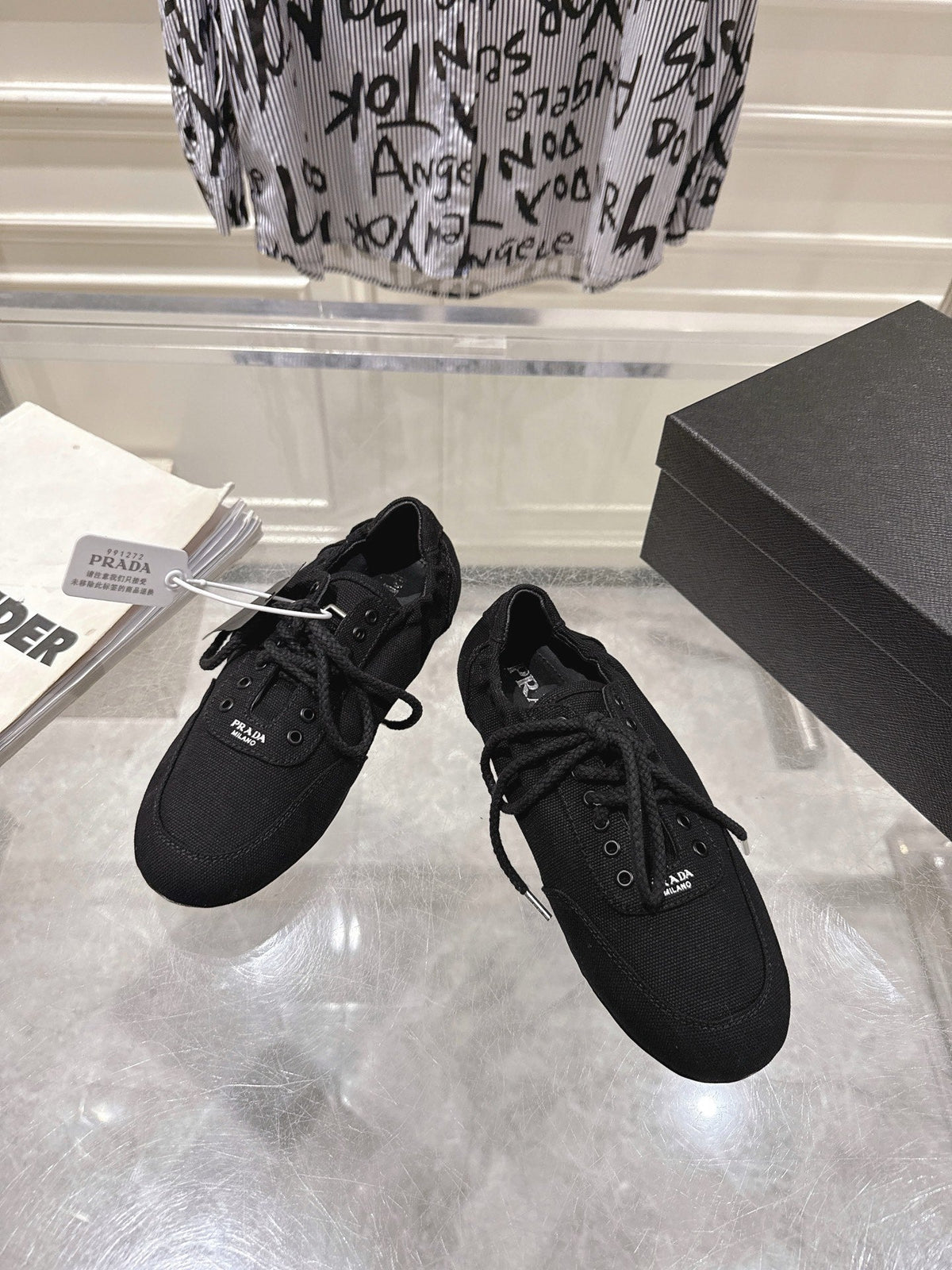 Prada 26S Sneakers Black Canvas 148091
