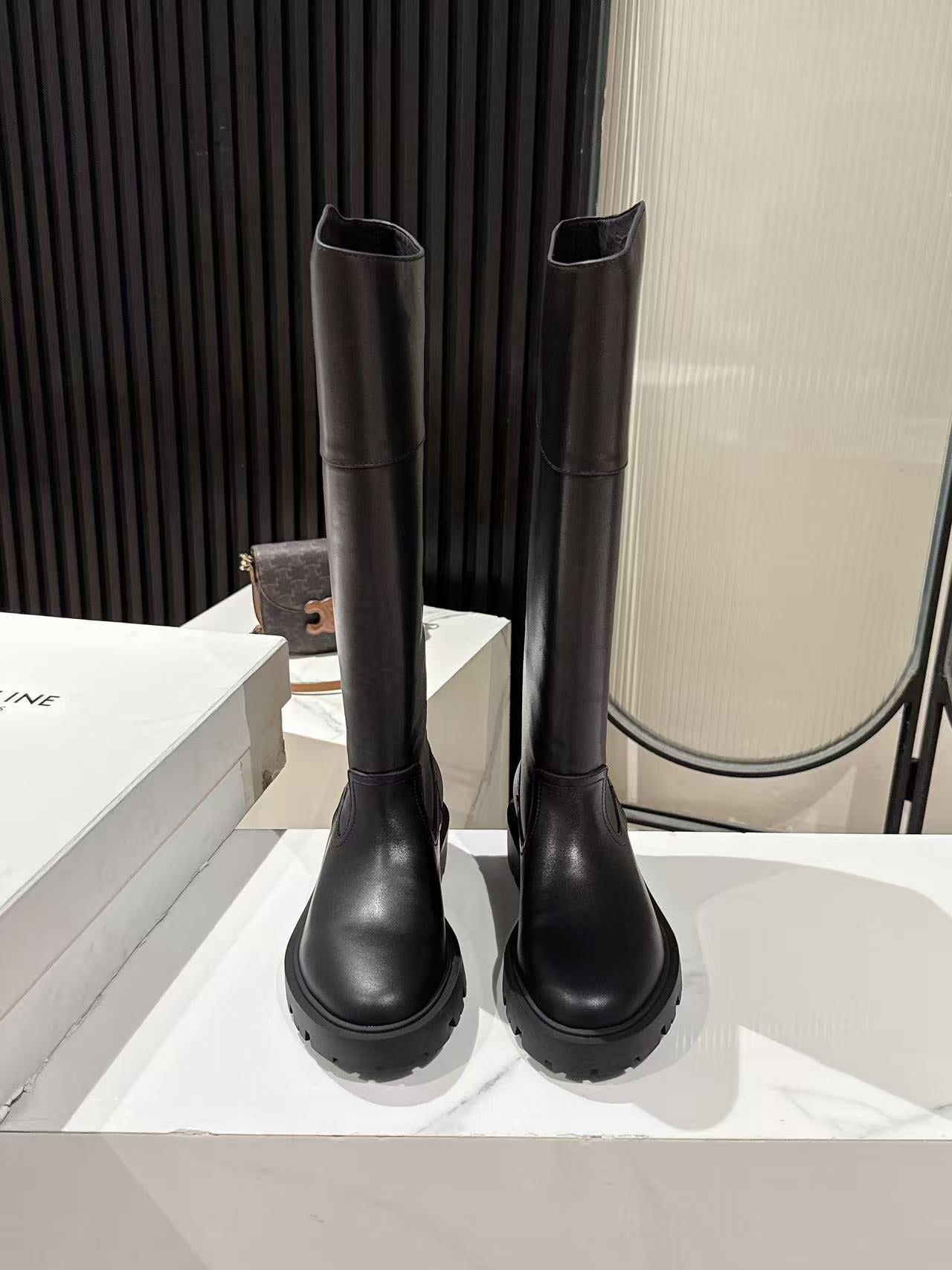 Celine Margaret High Boot Black Calfskin