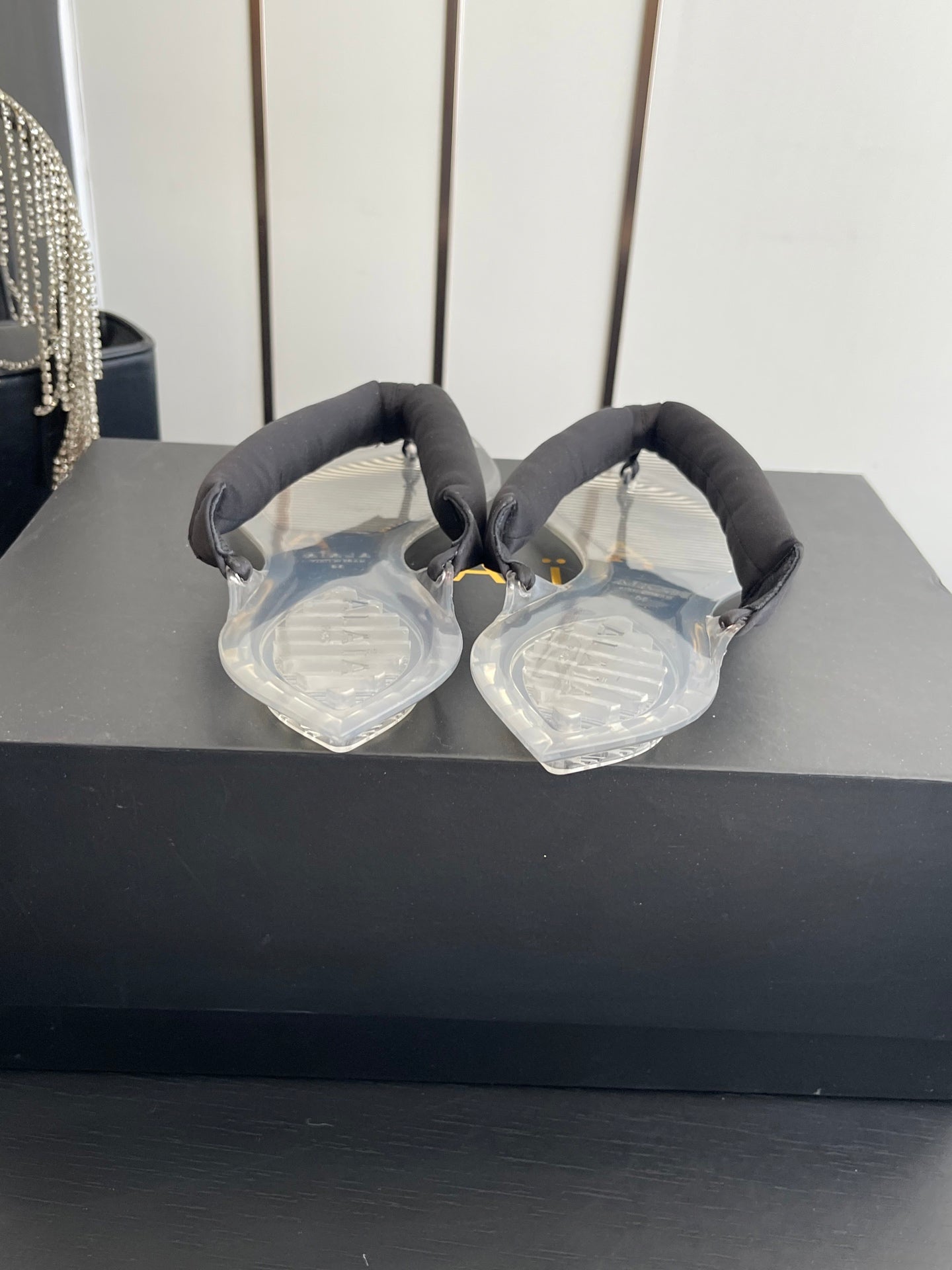 Alaïa Invisible Thong Mules Black Satin 740042