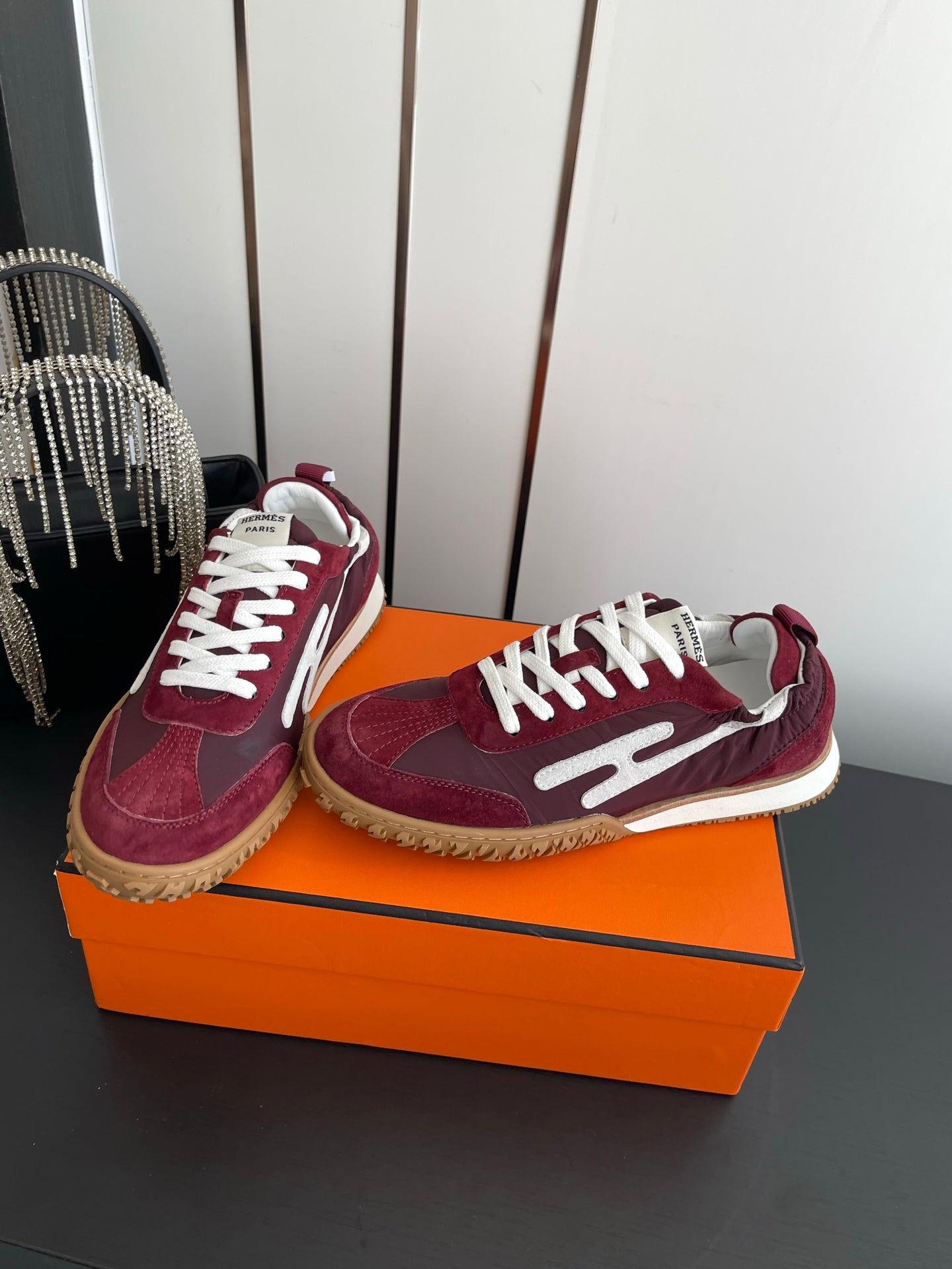 HM Jet Sneaker Burgundy White Suede 739995