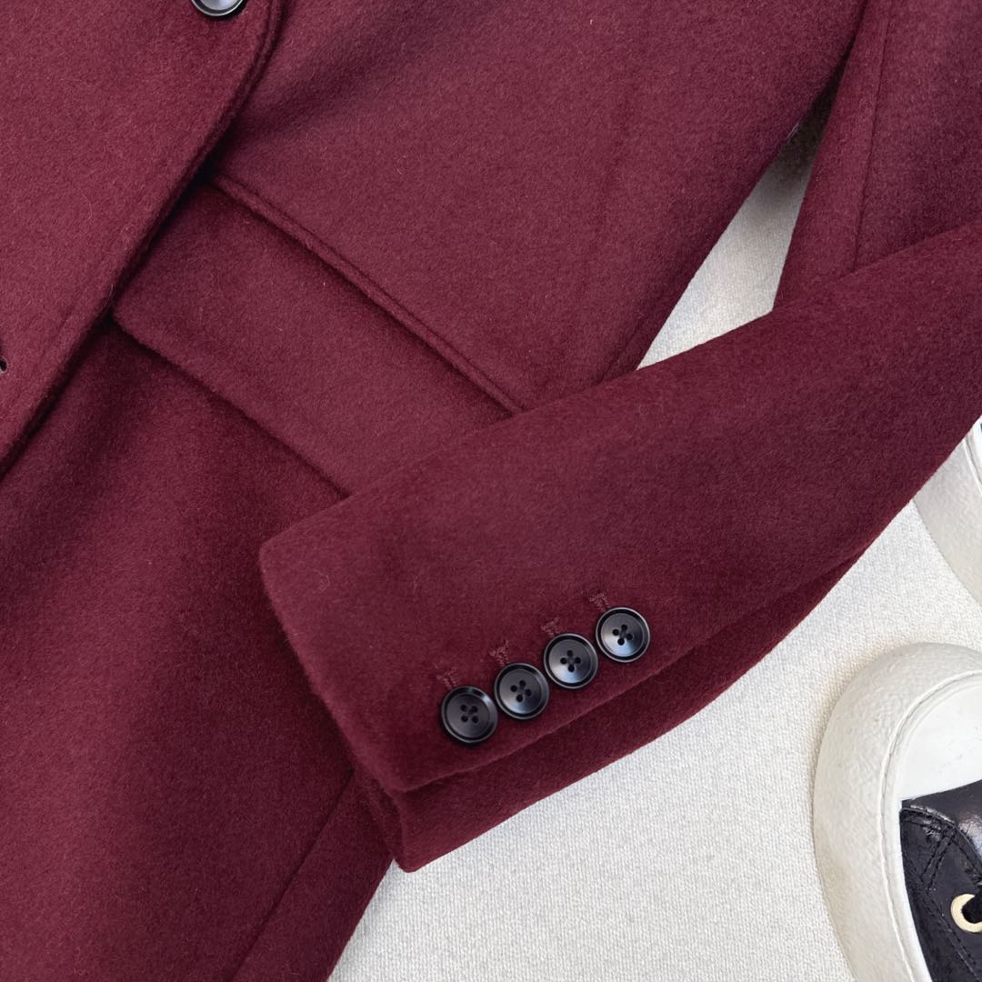 Miu Miu Long Suit Jacket Burgundy Polyester Wool