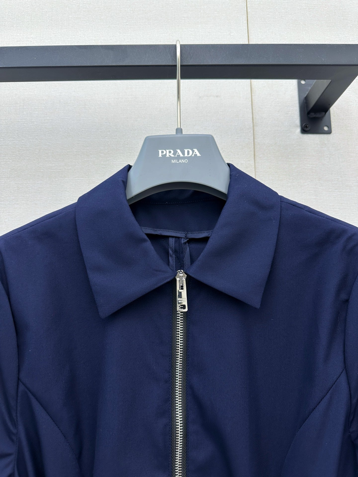 Prada Poplin Dress Navy Blue Polyester Cotton 402790