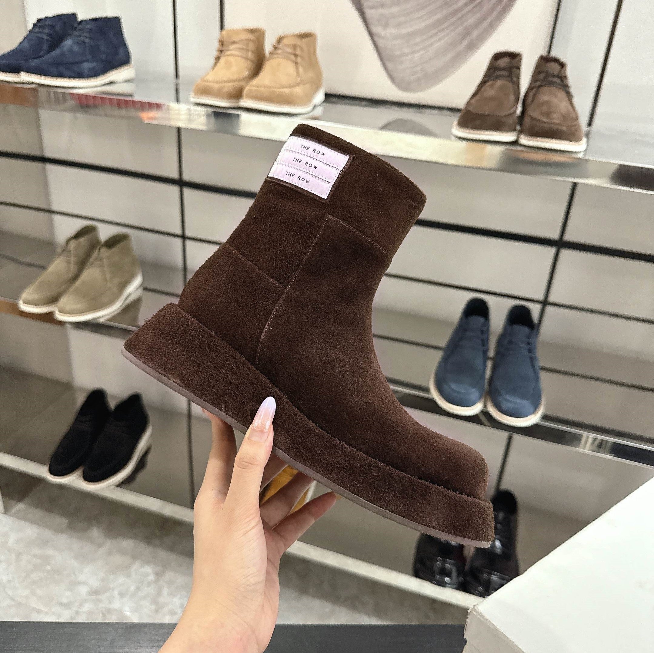The Row SS2025. Boots Dark Brown Suede 543373