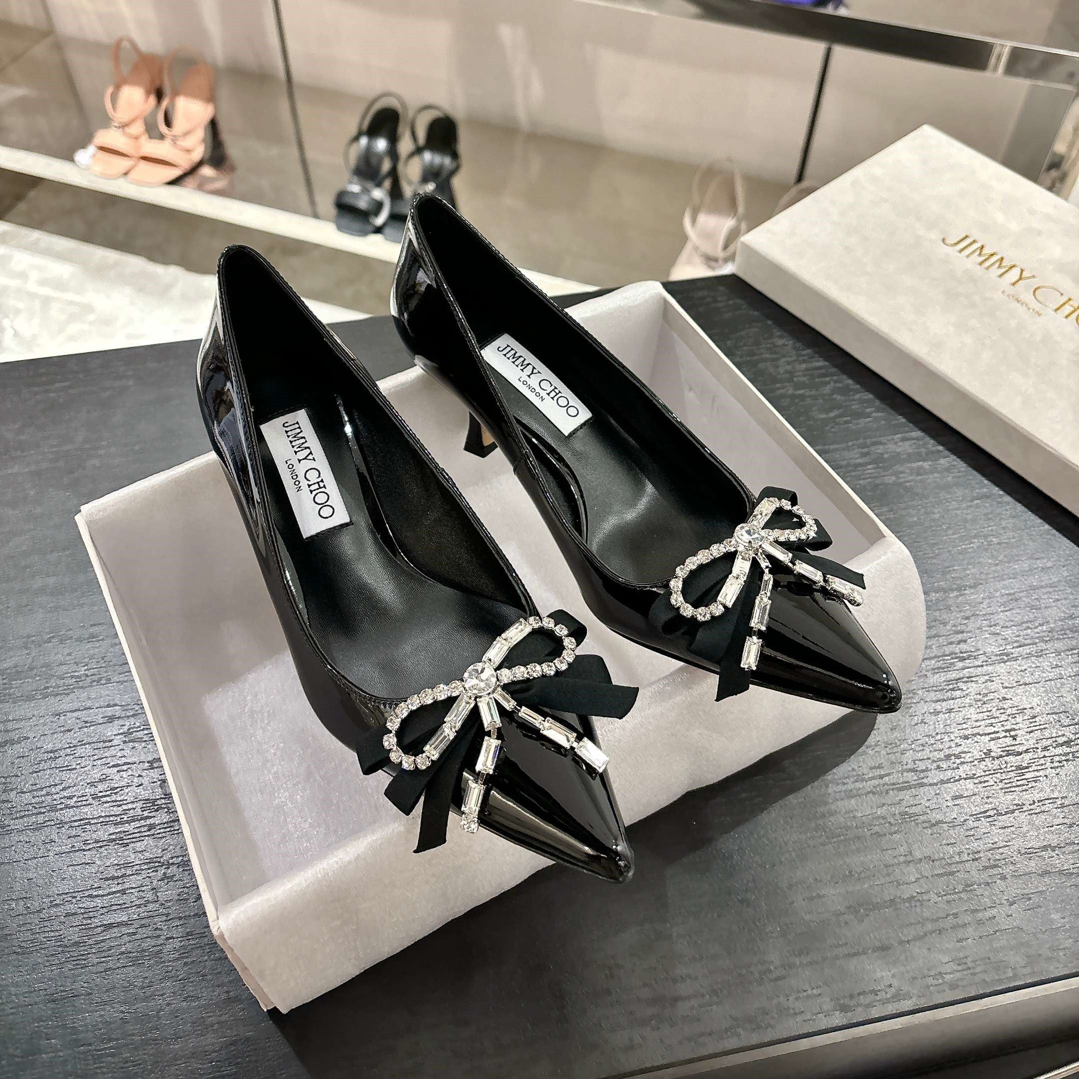 Jimmy Choo Auria Pumps 70 Black Patent Leather 597652