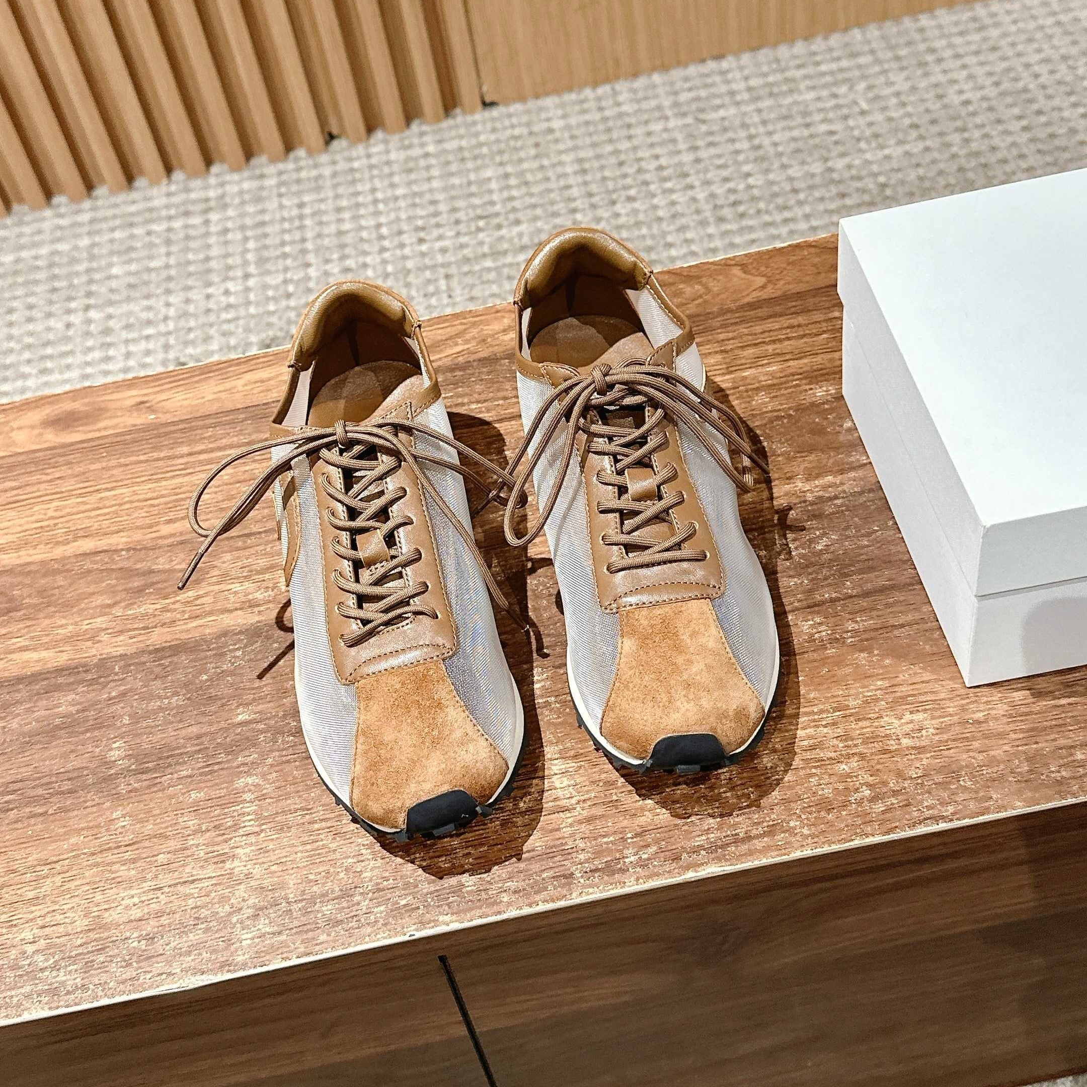 The Row Sneakers Light Taupe Mesh And Cowhide 330594