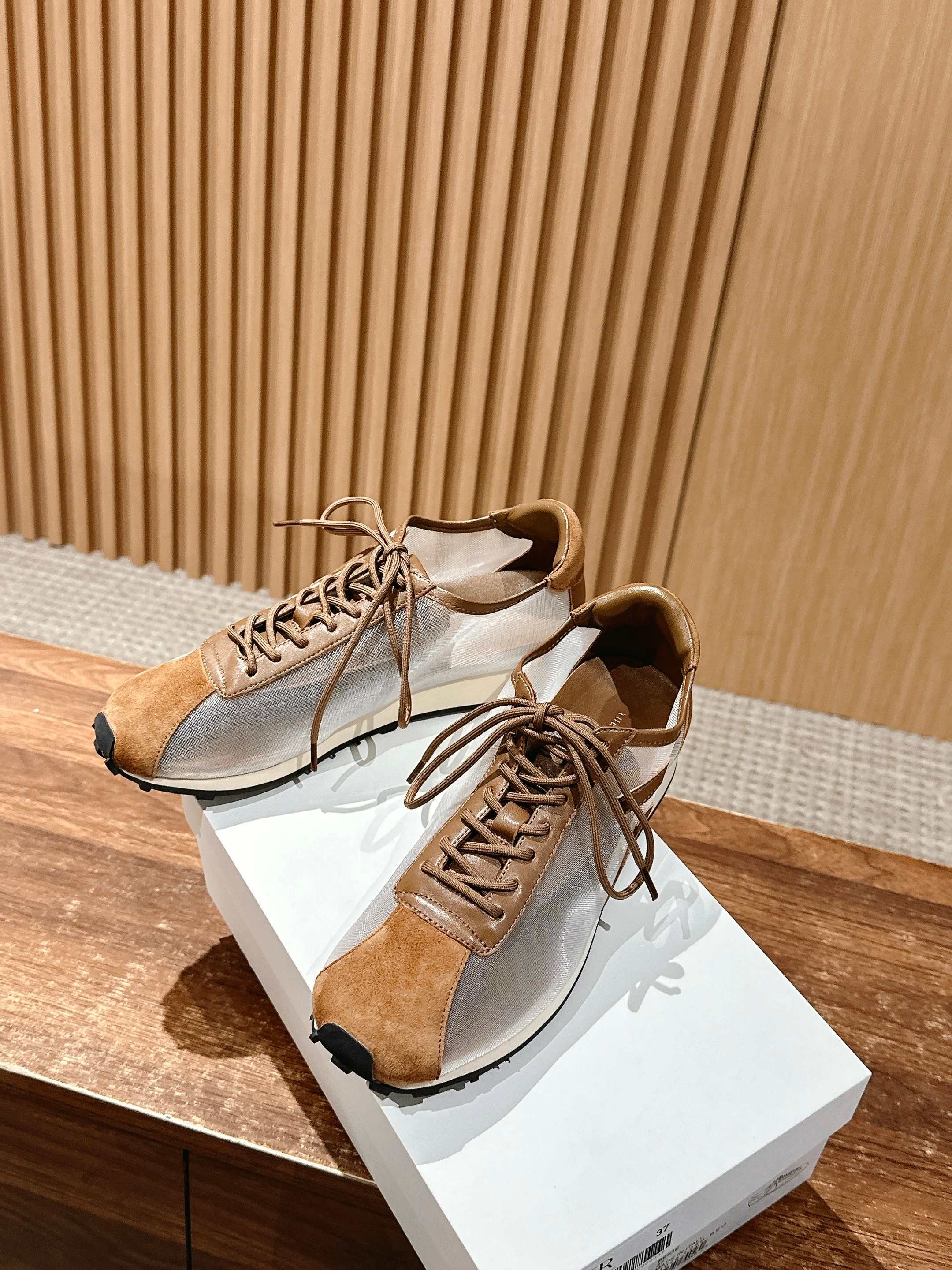 The Row Sneakers Light Taupe Mesh And Cowhide 330594