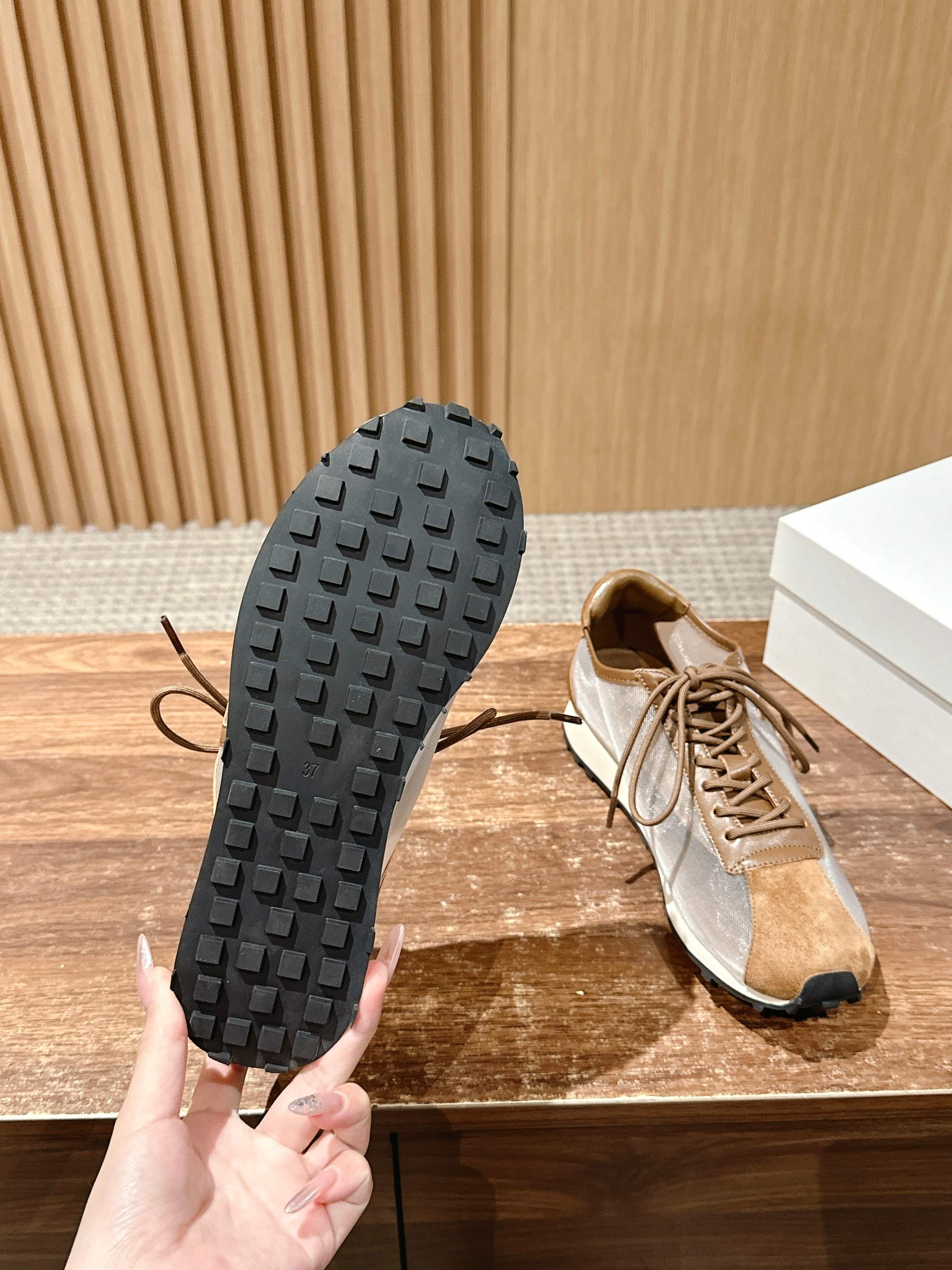 The Row Sneakers Light Taupe Mesh And Cowhide 330594