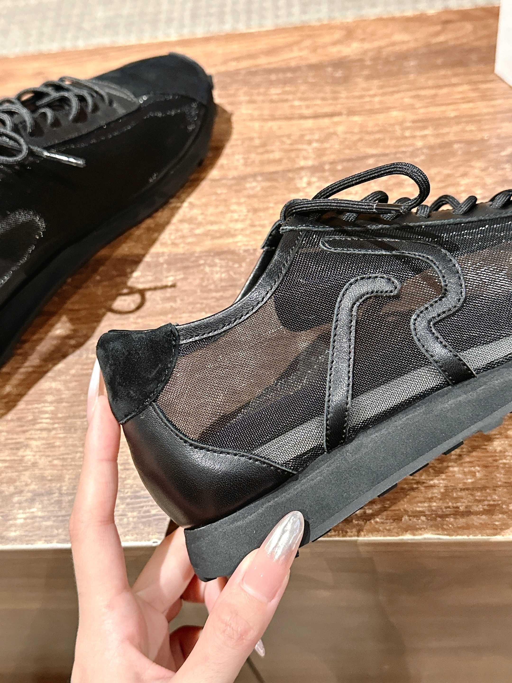 The Row Sneakers Black Mesh And Cowhide 330595