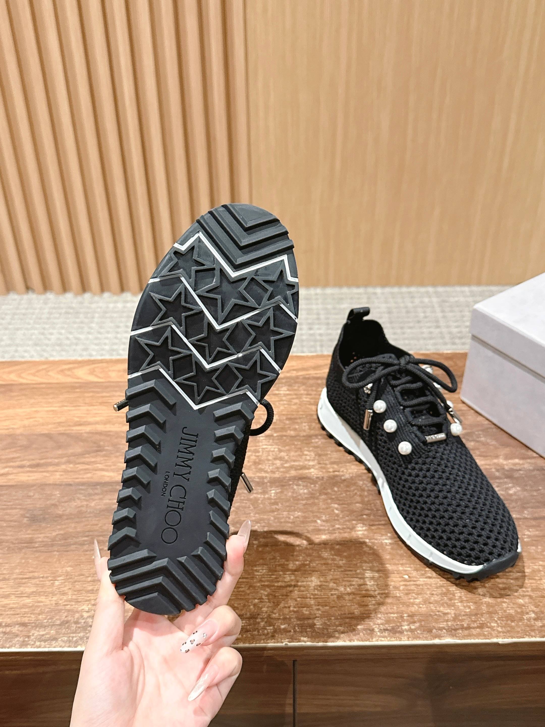 Jimmy Veles Pearl-Embellished Sneakers Black Lace Rubber 400159