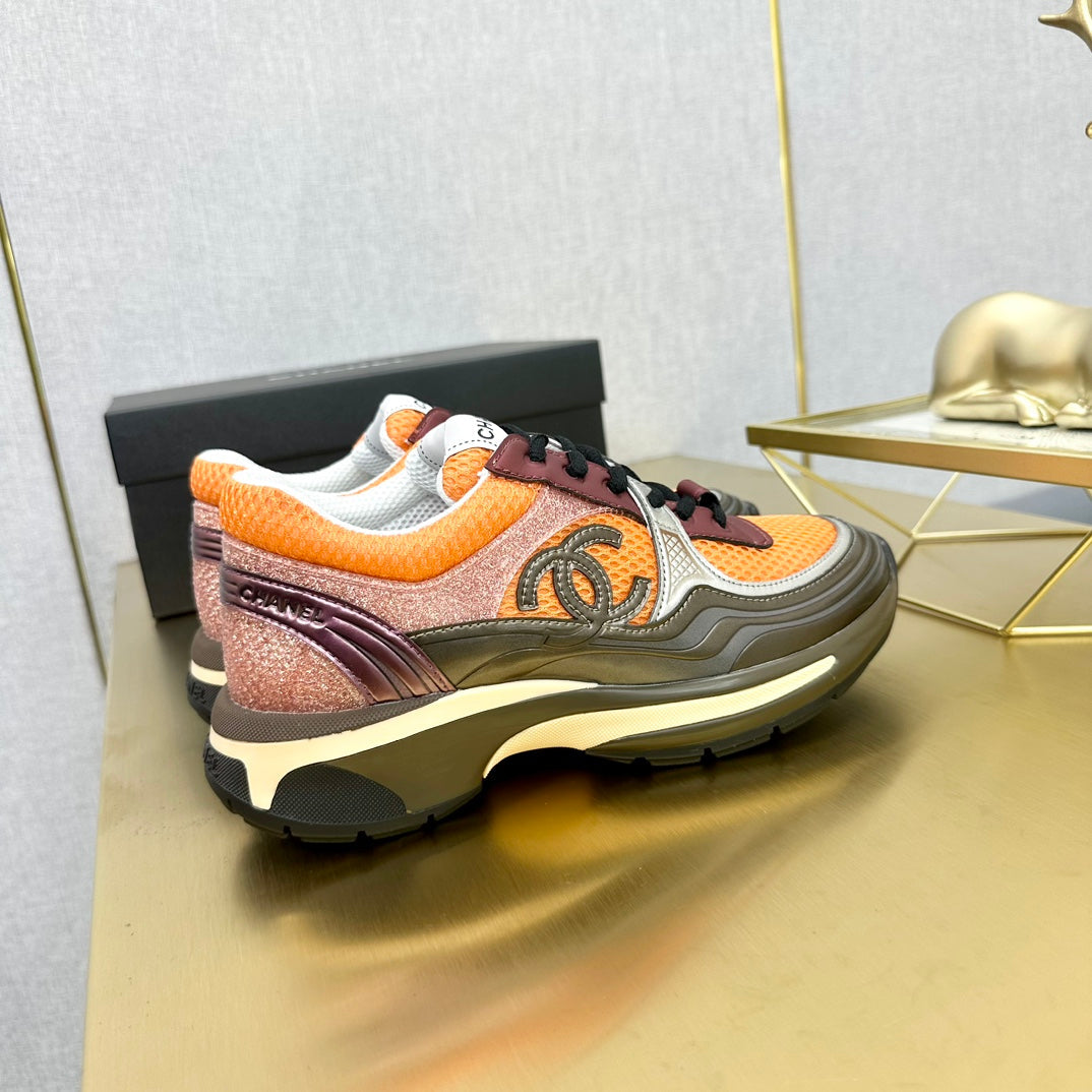 CC 26s Runner Sneakers Orange Brown Burgundy Calfskin 146183