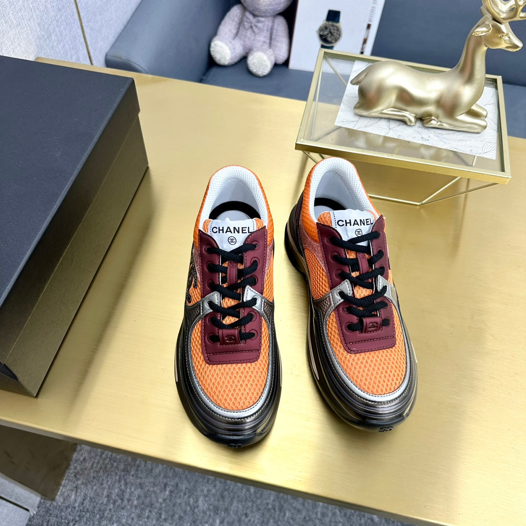 CC 26s Runner Sneakers Orange Brown Burgundy Calfskin 146183