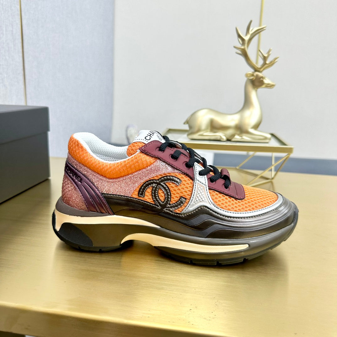 CC 26s Runner Sneakers Orange Brown Burgundy Calfskin 146183
