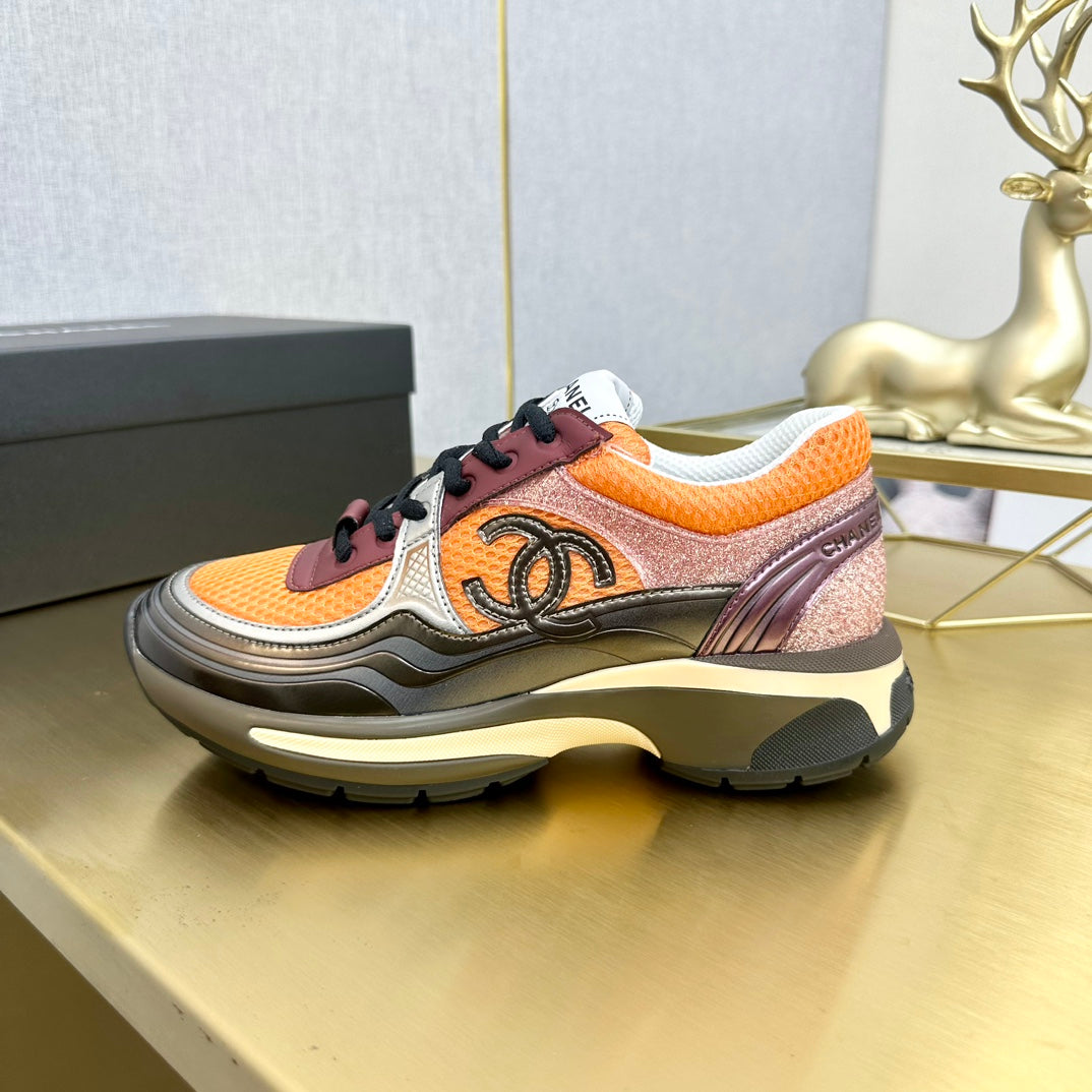 CC 26s Runner Sneakers Orange Brown Burgundy Calfskin 146183