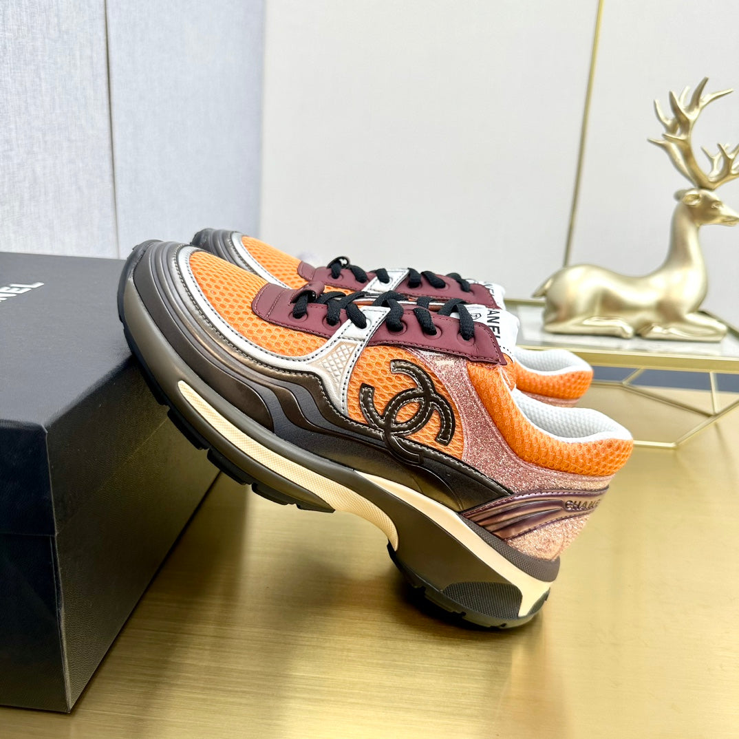 CC 26s Runner Sneakers Orange Brown Burgundy Calfskin 146183