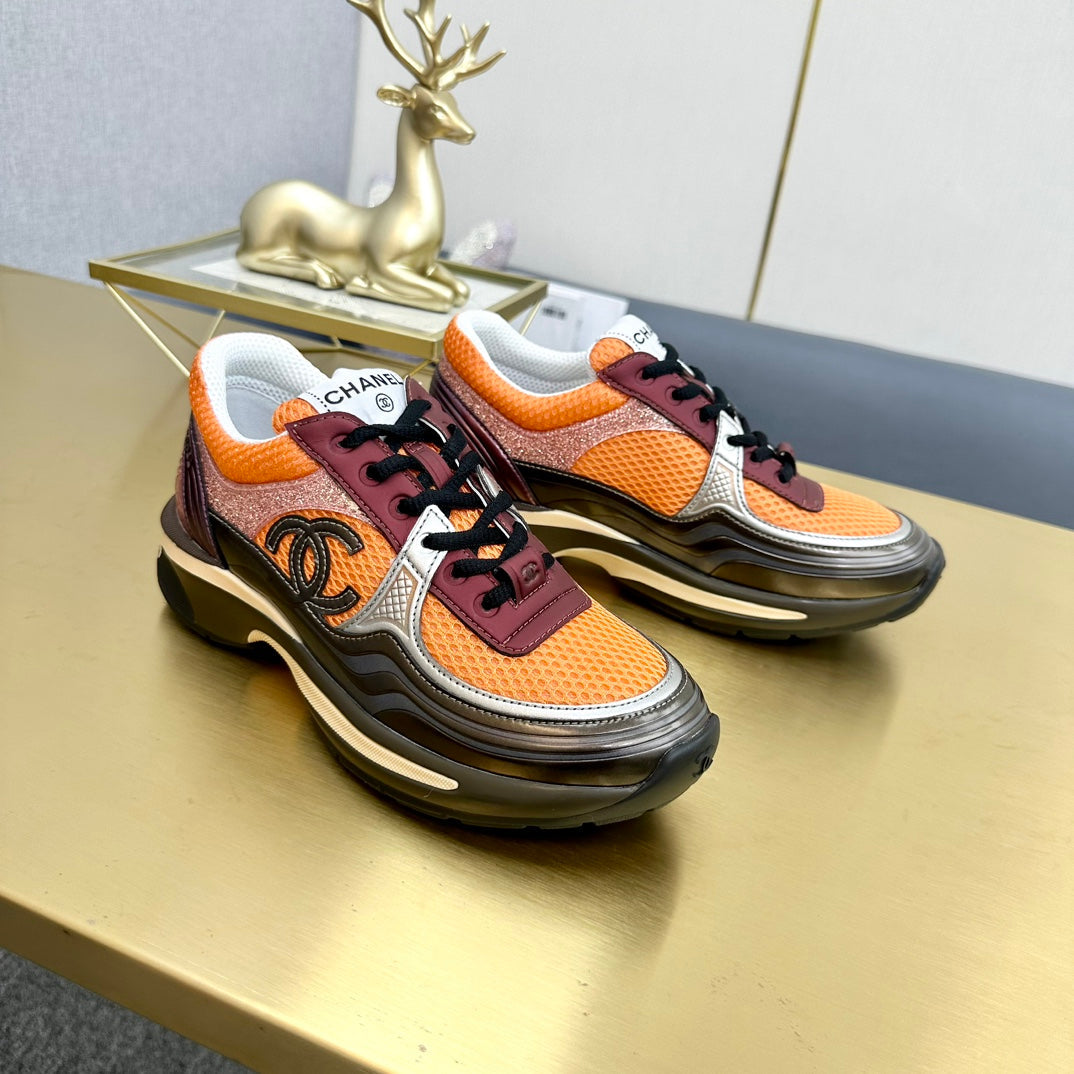 CC 26s Runner Sneakers Orange Brown Burgundy Calfskin 146183