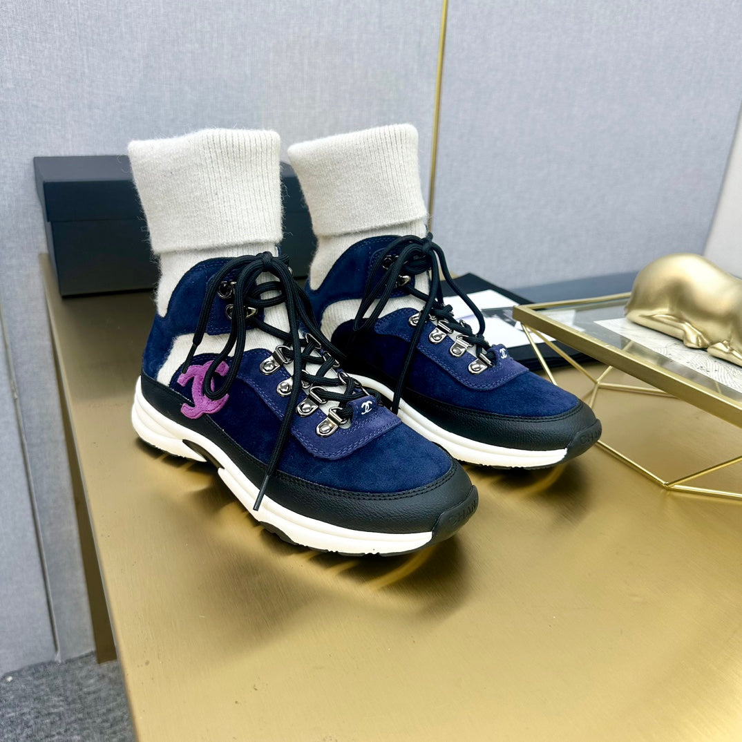 CC 26s Sock Anchor Sneakers Blue White Purple Suede 146074